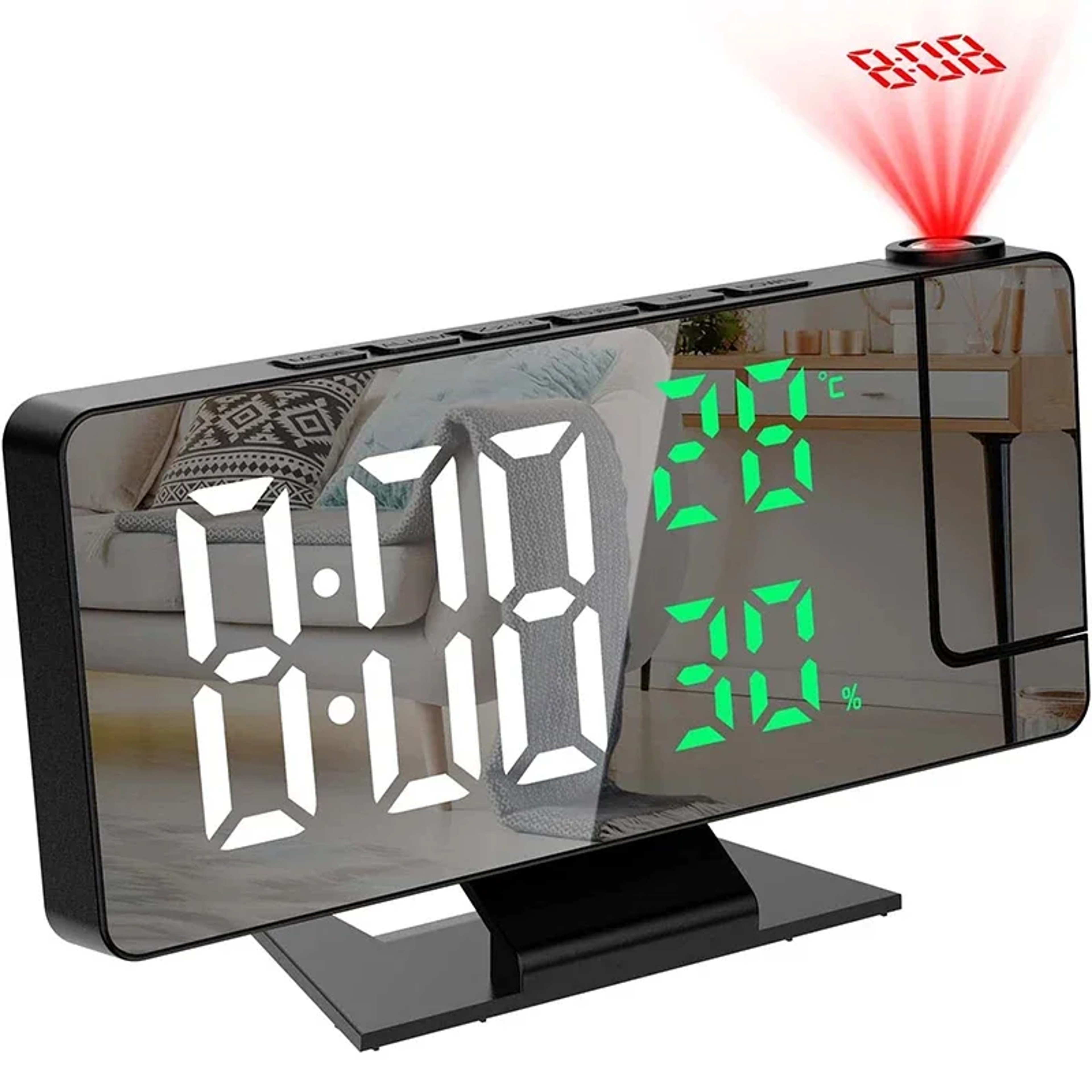LED Digital Projection Alarm Clock With Ceiling Display Temperature Monitor And Snooze For Bedroom 2