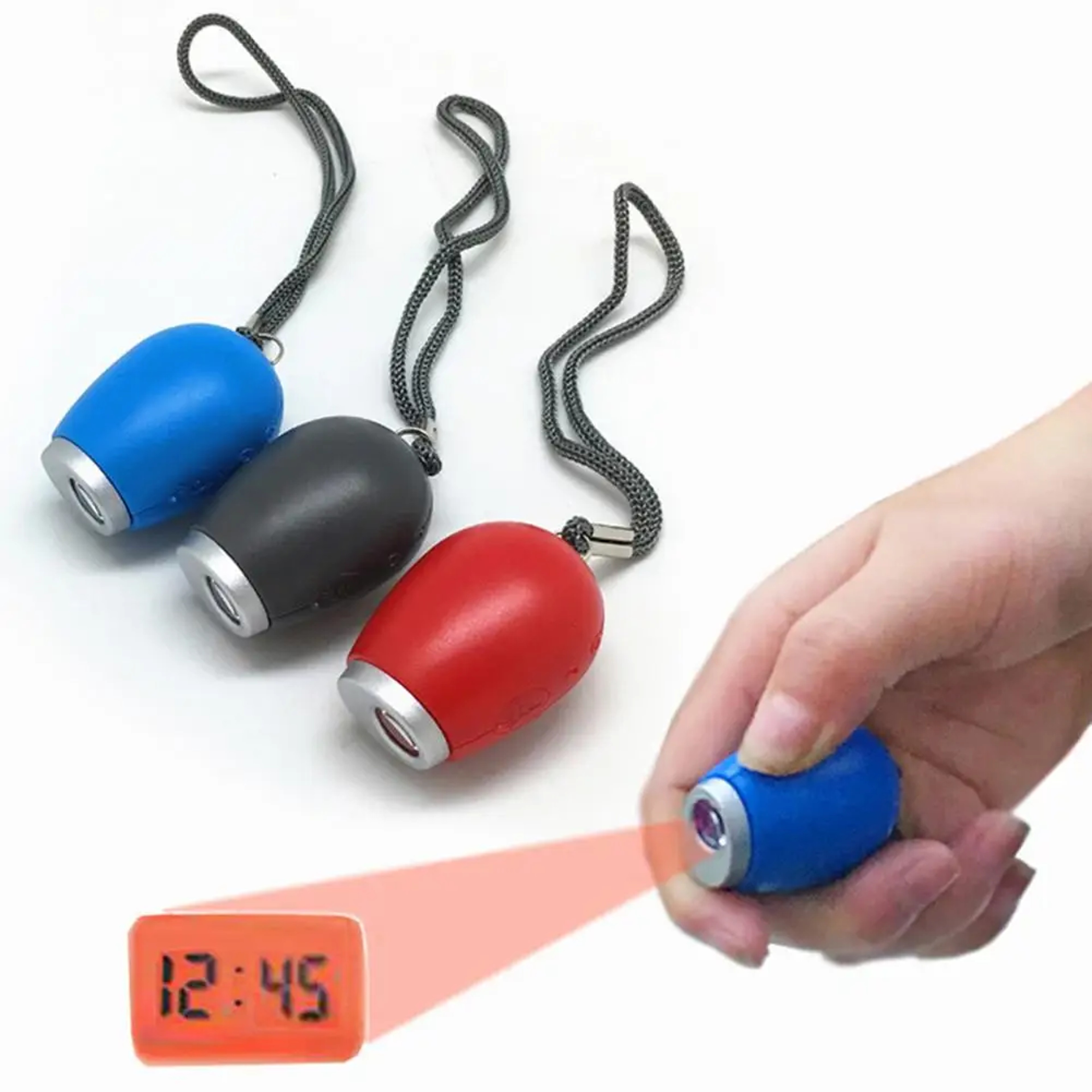 Mini LED Projection Clock Flashlight Portable Key Chain Digital Clock Gift 0