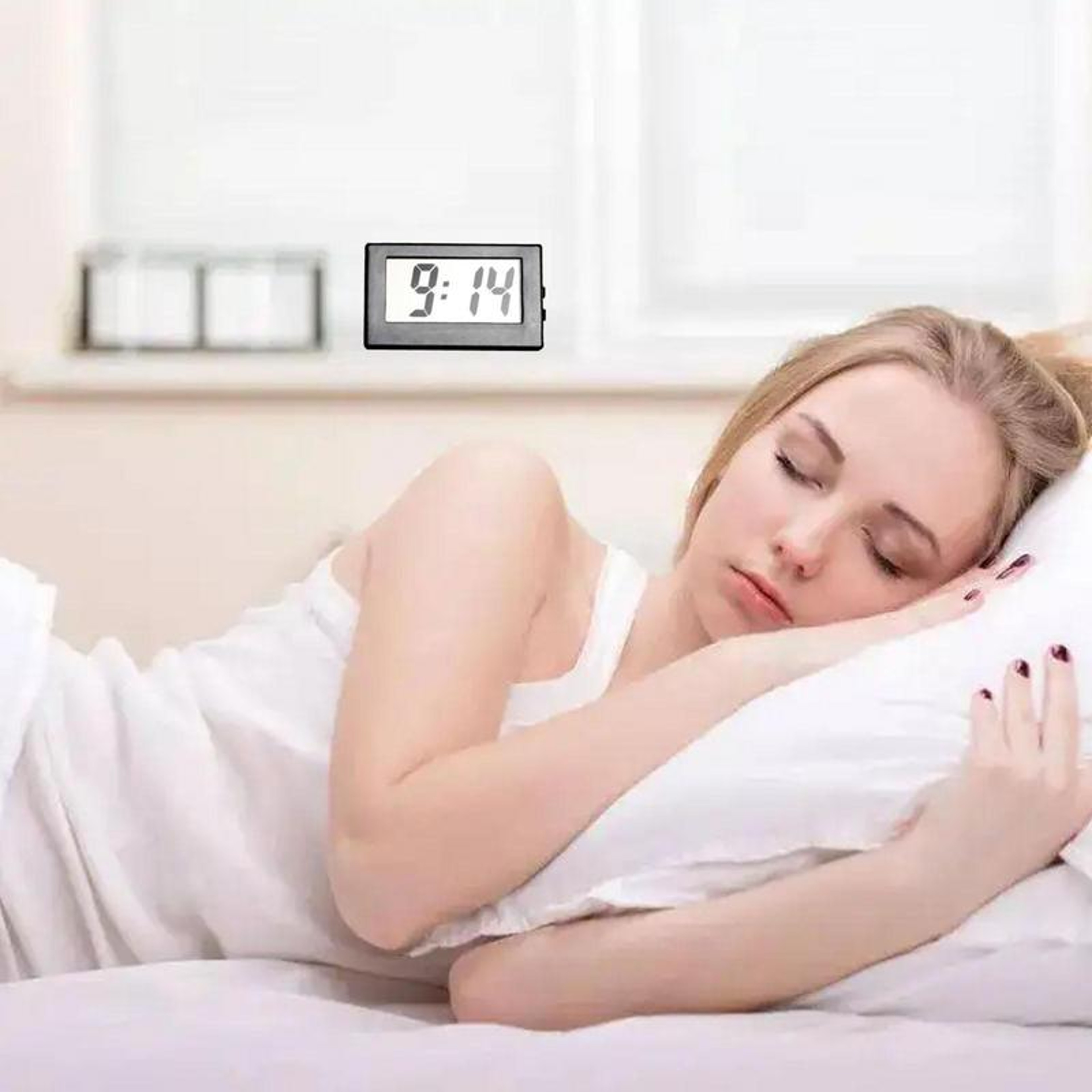 Mini LCD Digital Clock Small Desktop Clock Mute Table Alarm Clock For Bedroom Office 6