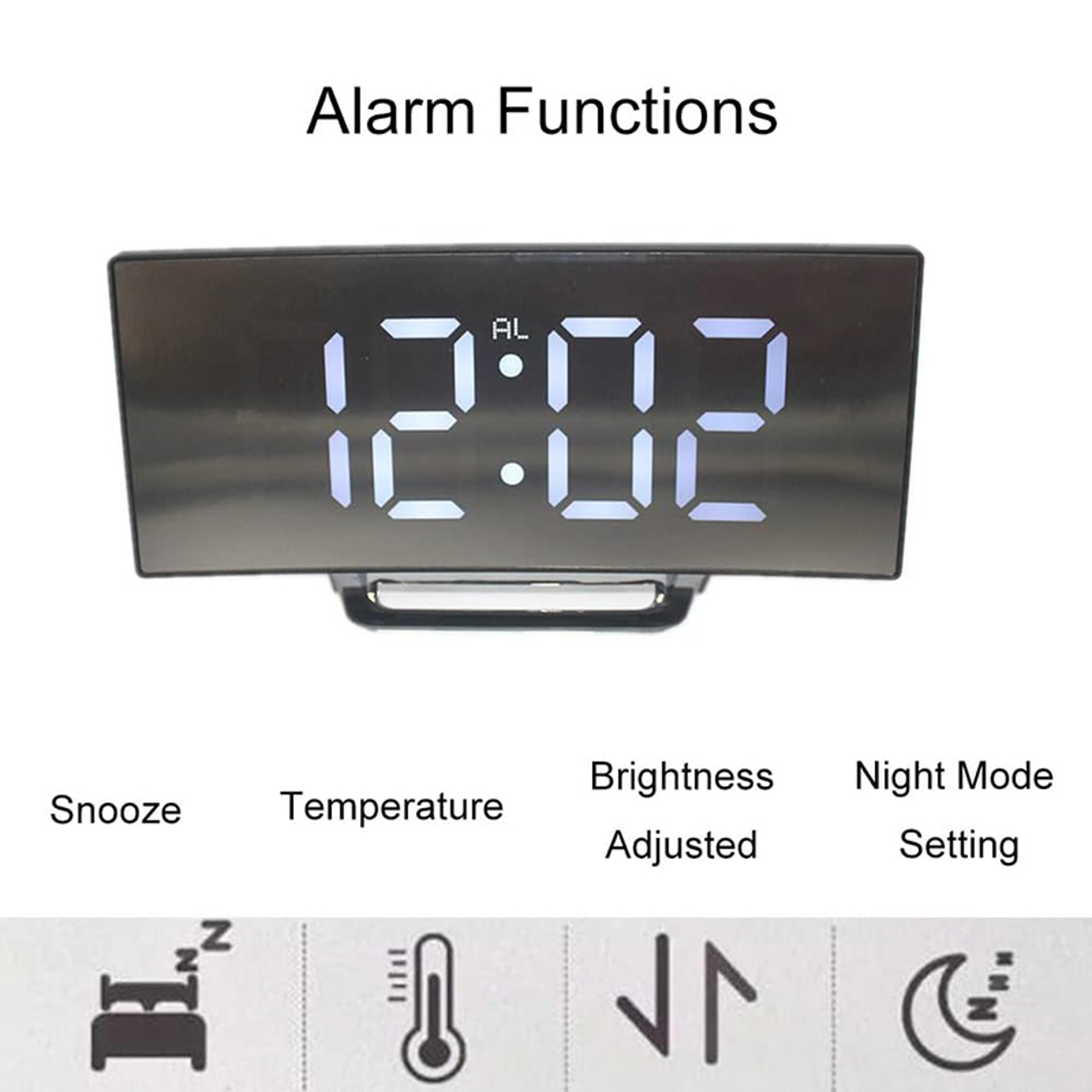 Large Screen LED Digital Alarm Clock, Easy Read Bedroom Clock, Battery Powered Electronic Clock – view 2