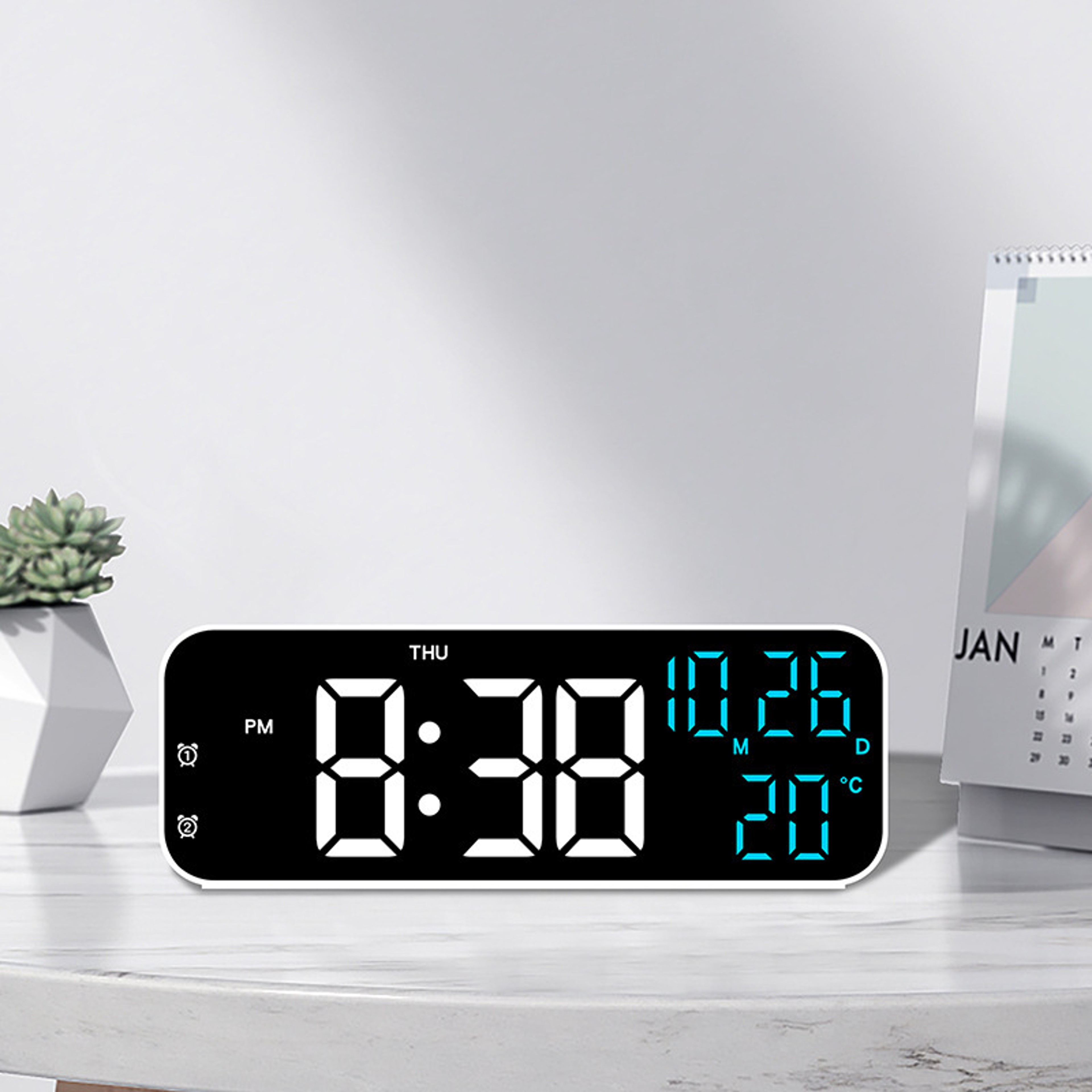 Digital Alarm Clock With LED Display Voice Control Clock Temperature Date Desk Clock 4