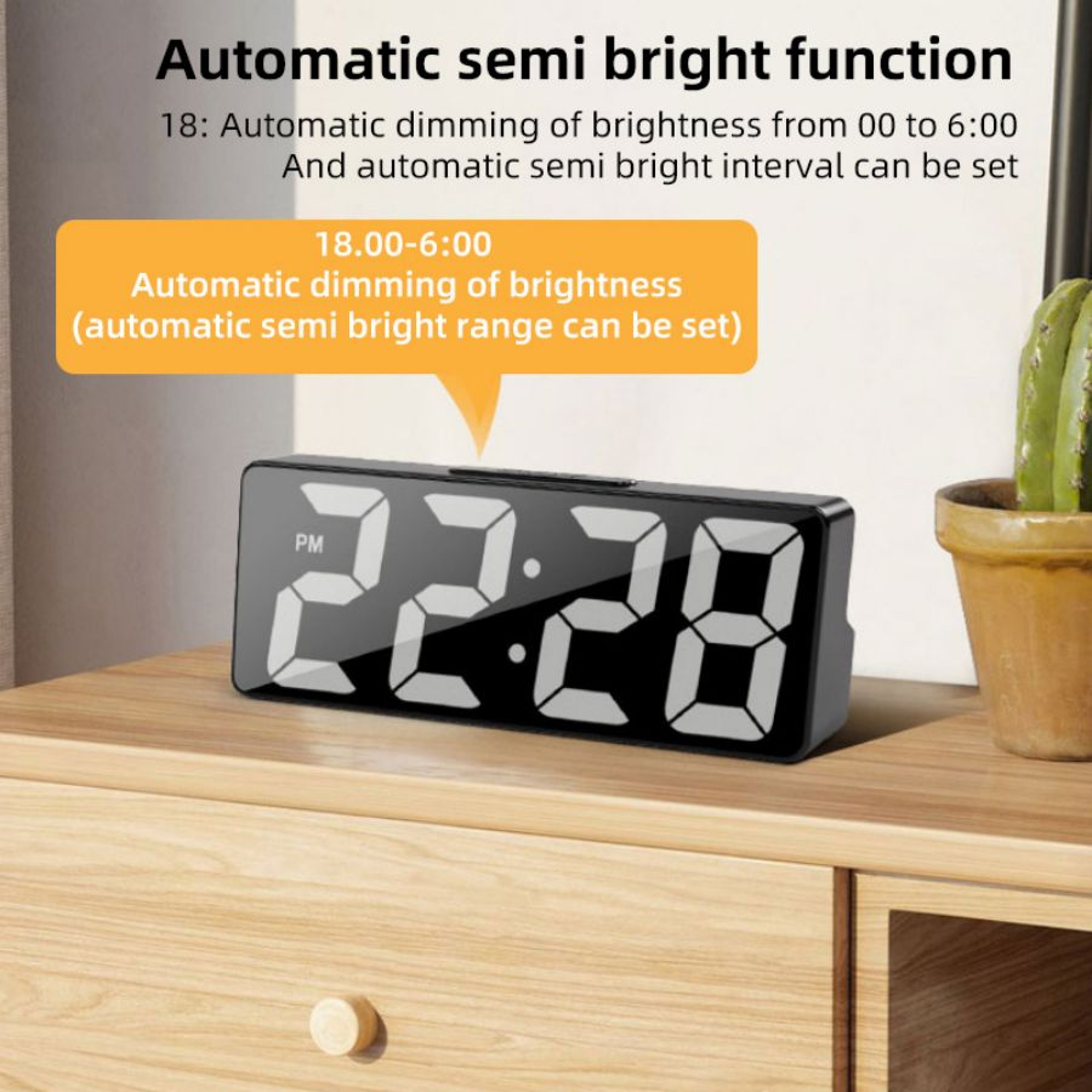 Voice Control LED Digital Alarm Clock With Temperature Display Dual Alarm Snooze And Night Mode 7