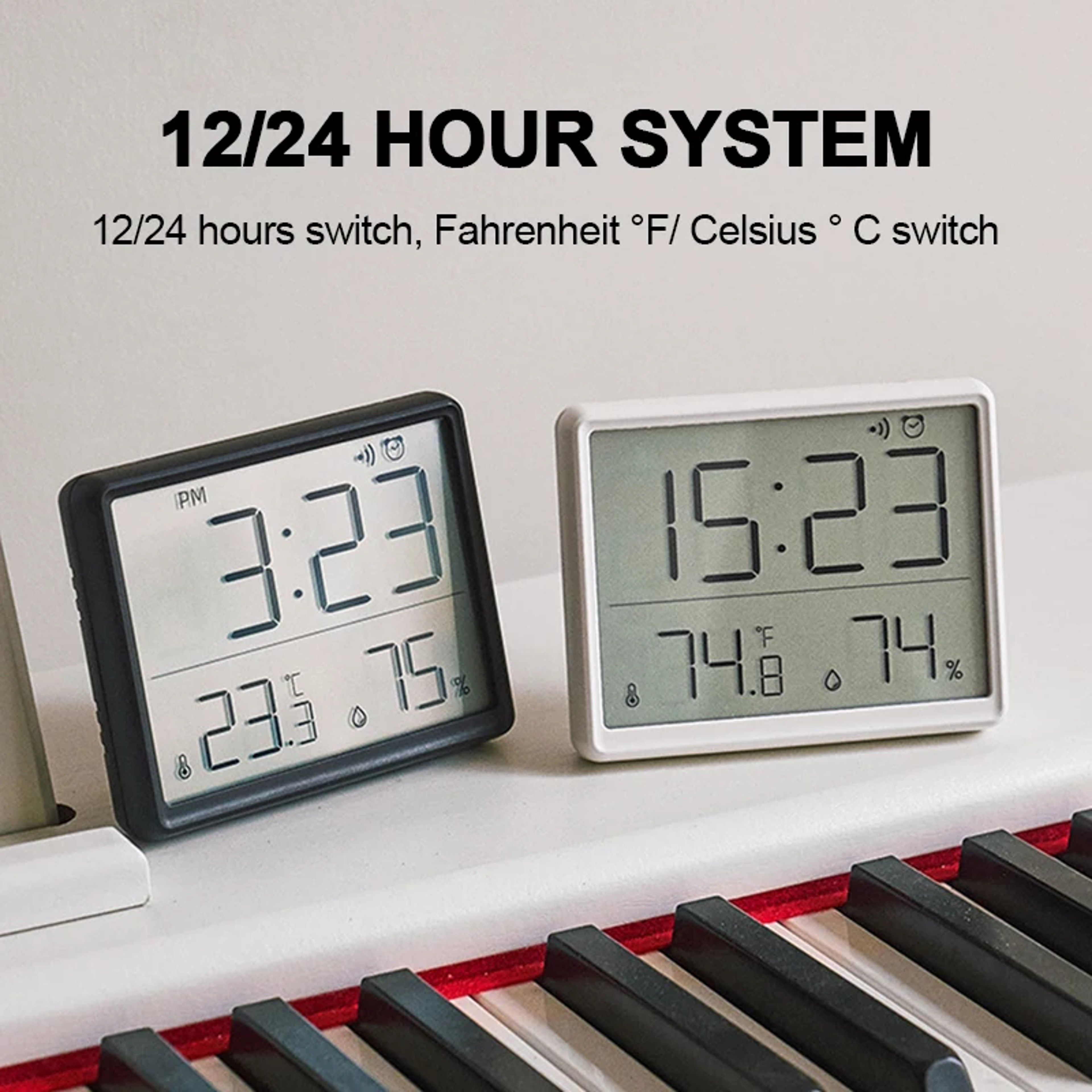 Ultra Thin Digital Alarm Clock With Large LCD Display Temperature Hygrometer And Magnetic Desk Desi 1