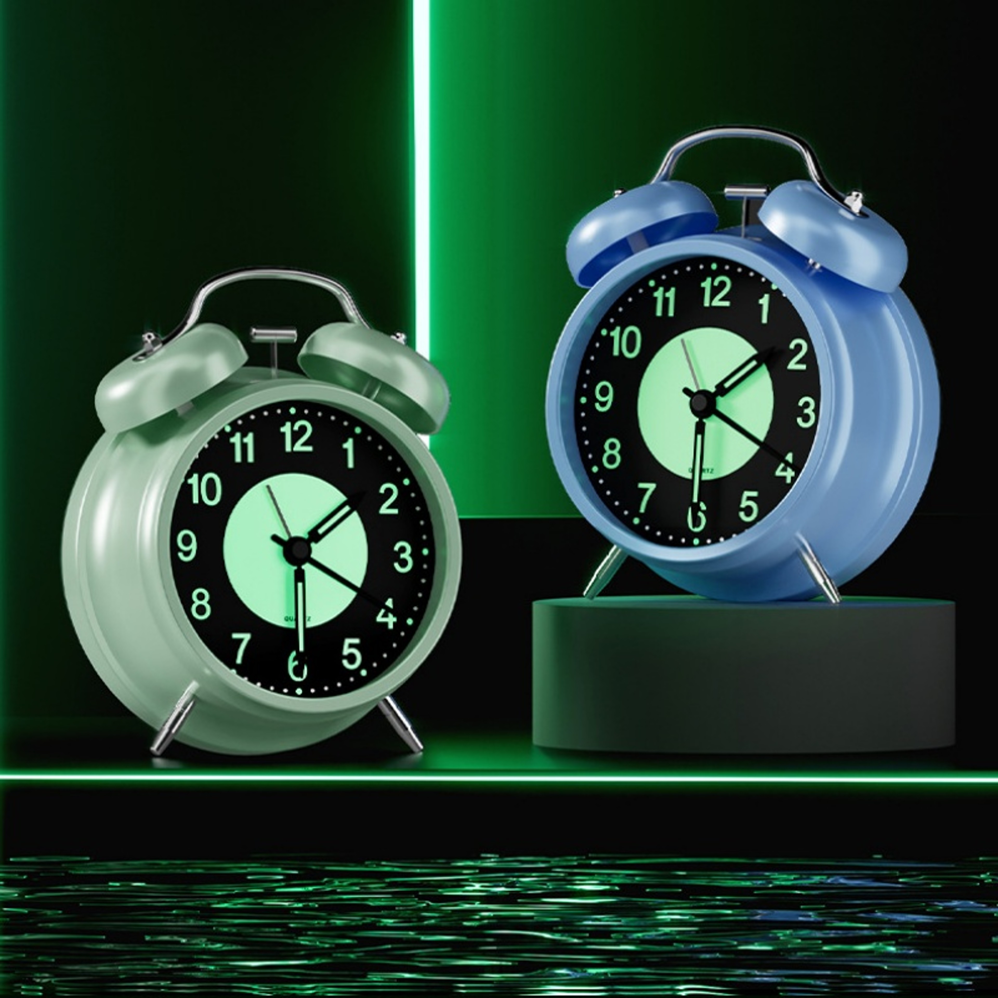 Luminous Alarm Clock Battery Powered Night Light Bedside Table Clock For Bedroom And Living Room 8