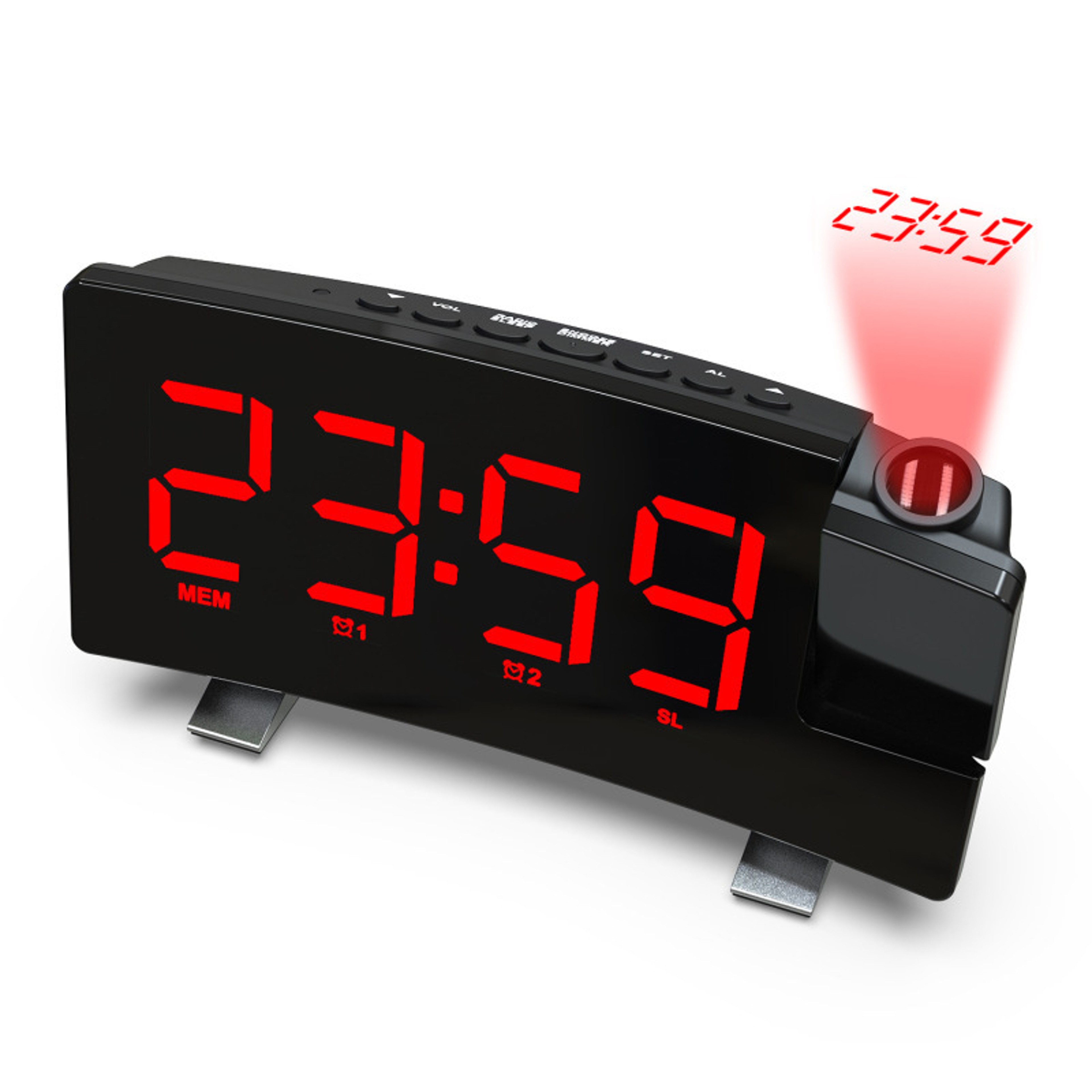 Projection Alarm Clock With 180 Ceiling Display Large LED Alarm Clock For Bedroom And Heavy Sleeper 7