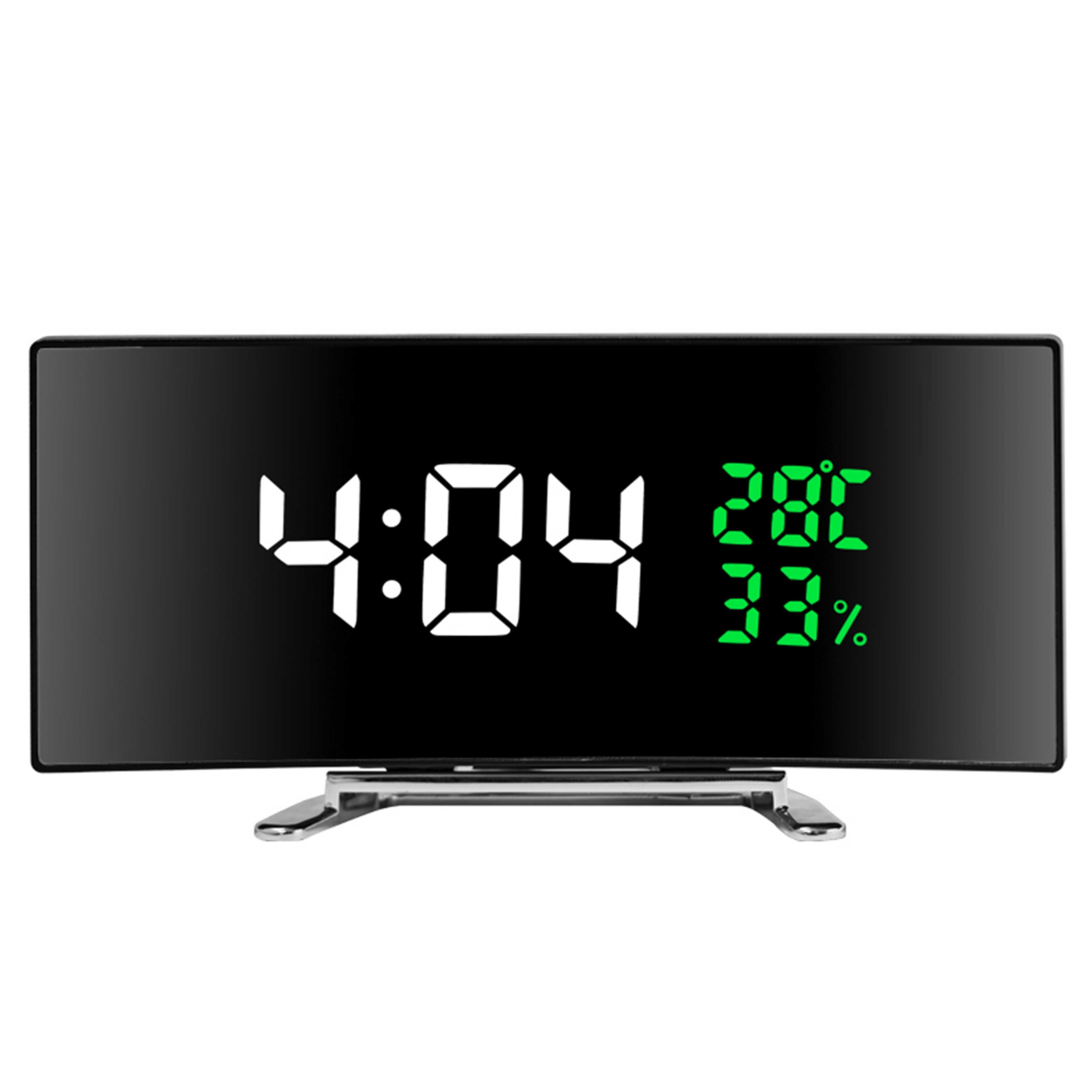 Curved LED Alarm Clock With Temperature And Humidity Display Digital Bedside Desk Clock 2
