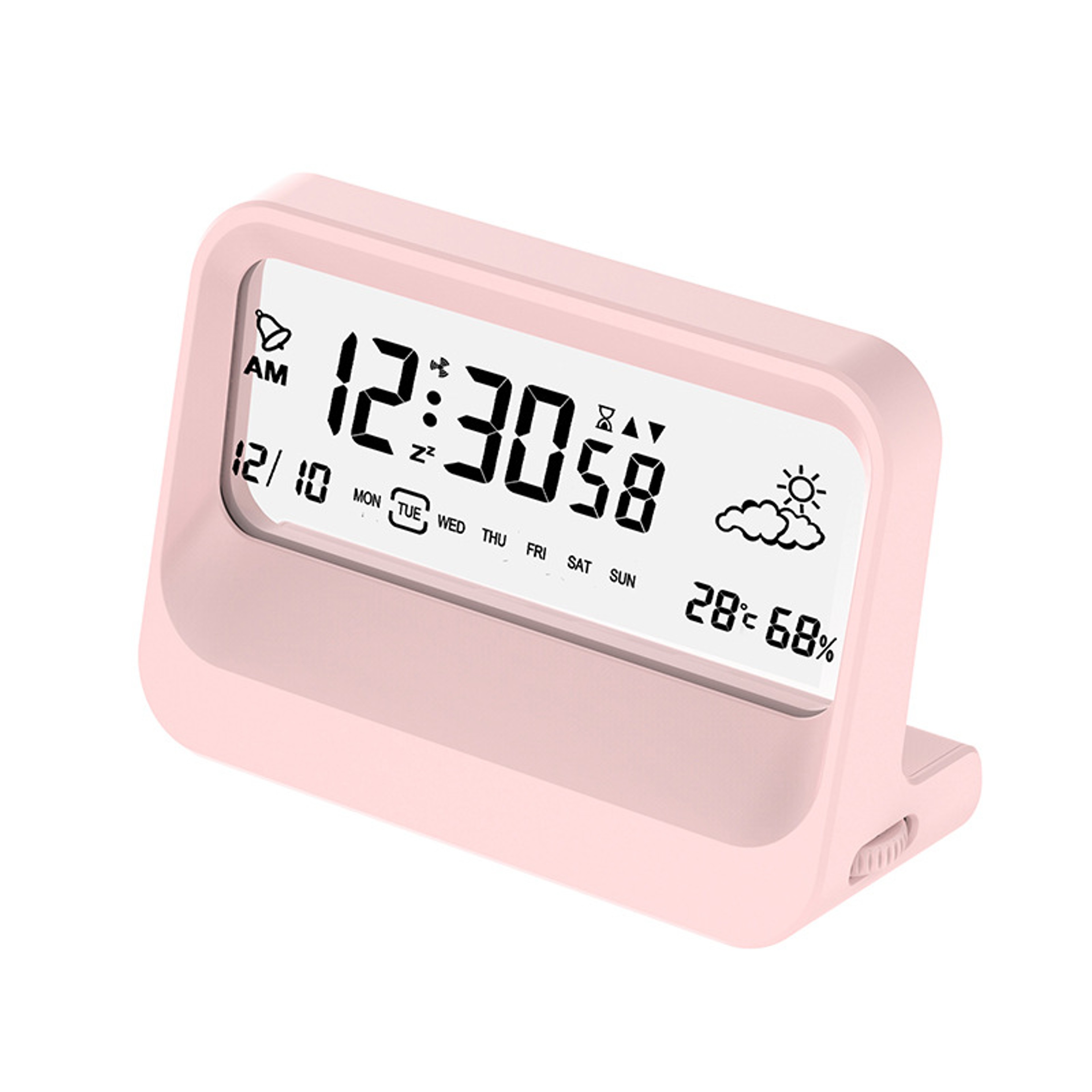 Transparent LCD Digital Alarm Clock With Temperature Humidity Display Silent Battery Powered Desk C 2