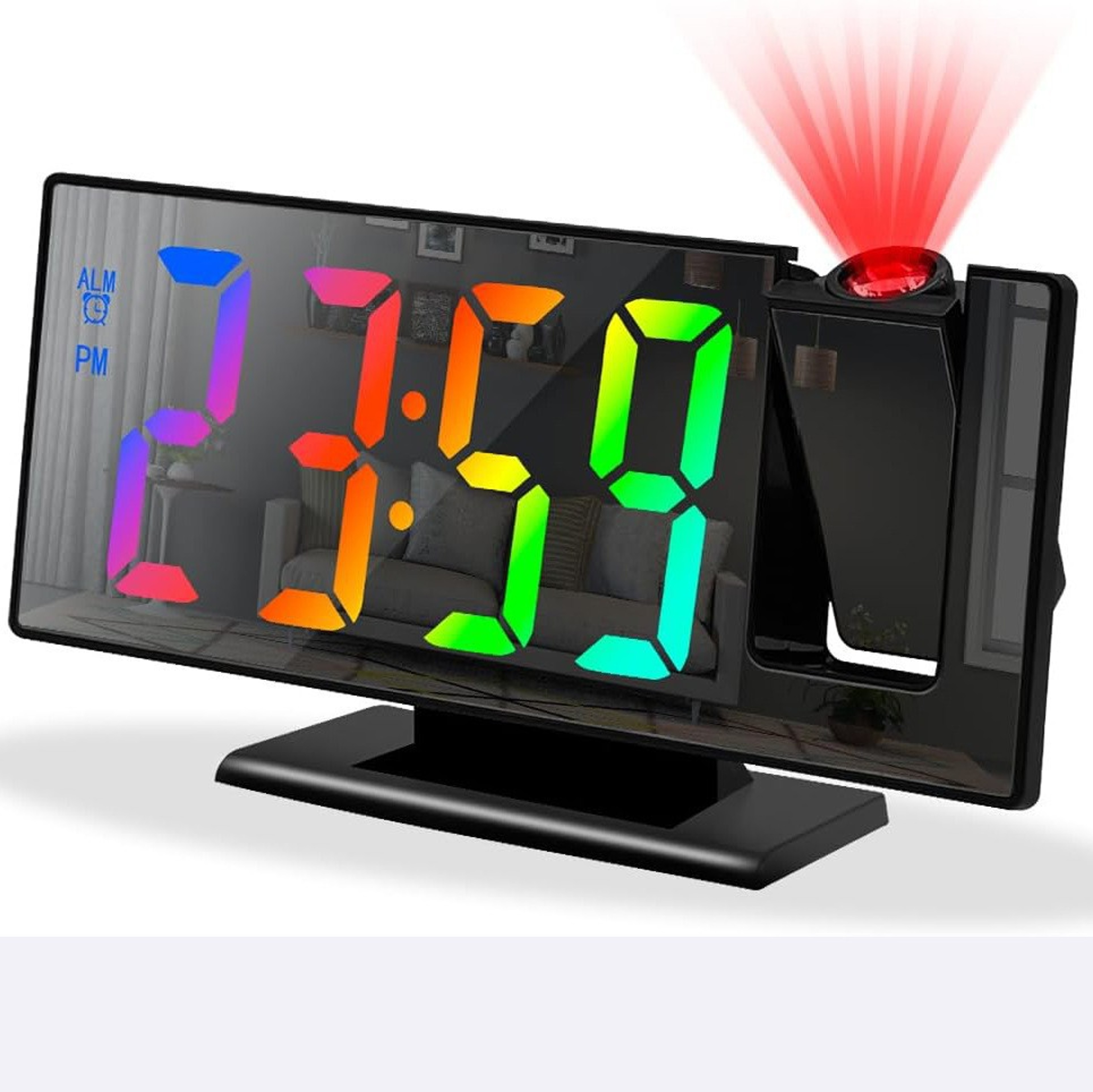 Rotating Projection Alarm Clock With Temperature Display USB Digital Bedside Clock 4