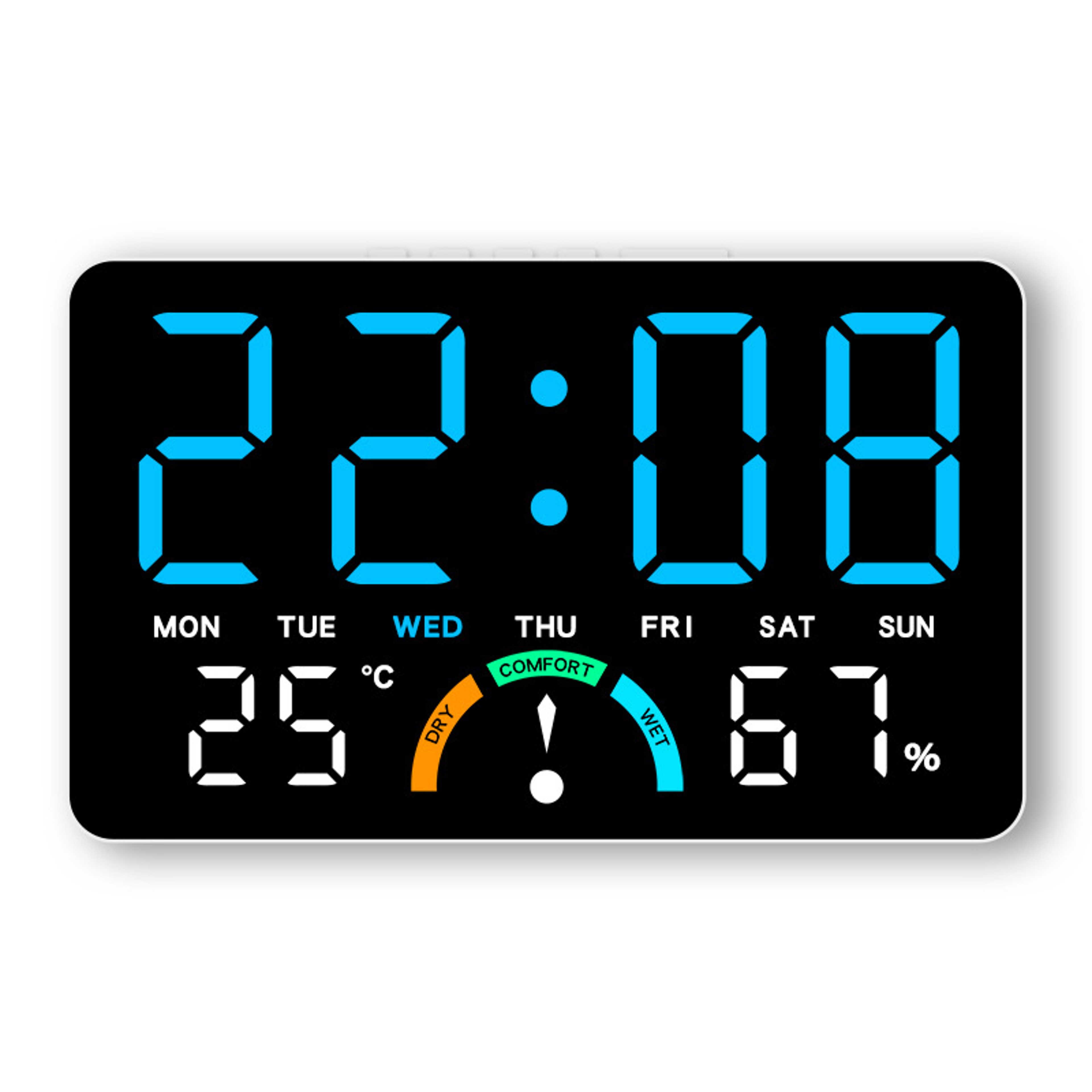 Large Screen Digital Wall Clock With Alarm Date Thermometer Hygrometer Display 6