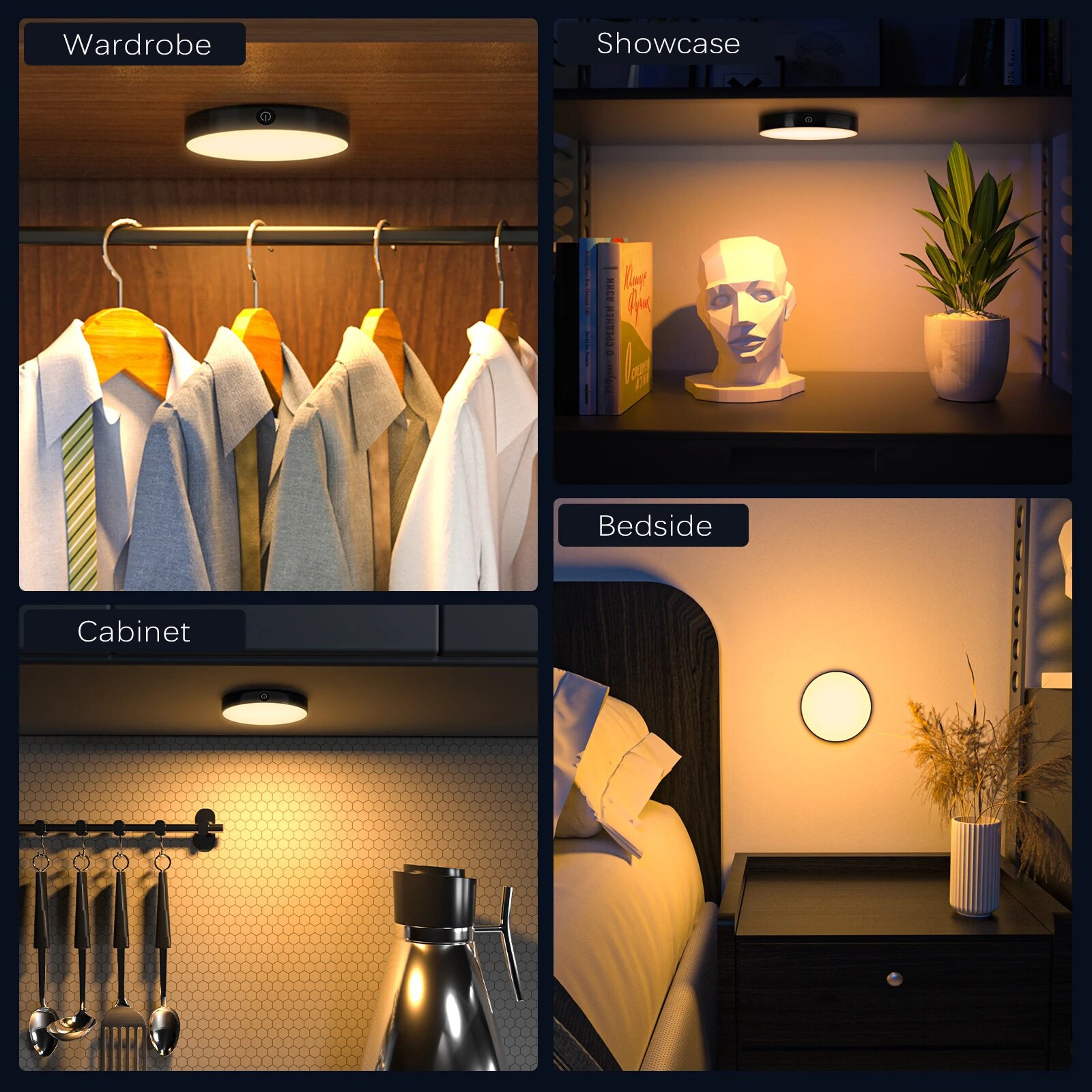 Rechargeable Touch Light Dimmable LED Night Lamp For Cabinet Wardrobe Kitchen Bedroom 2