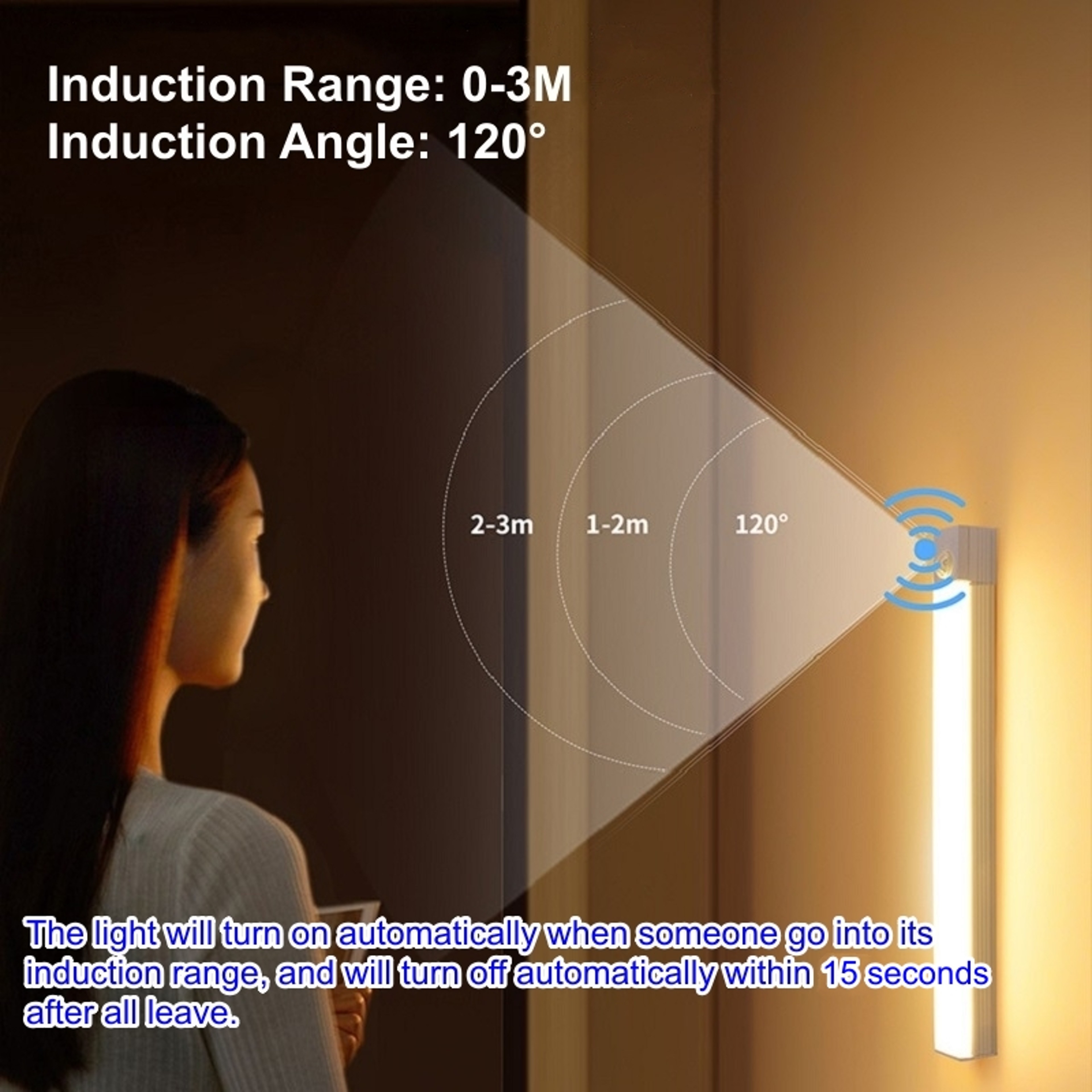 Motion Sensor Wireless LED Night Light USB Rechargeable Cabinet Lamp 5