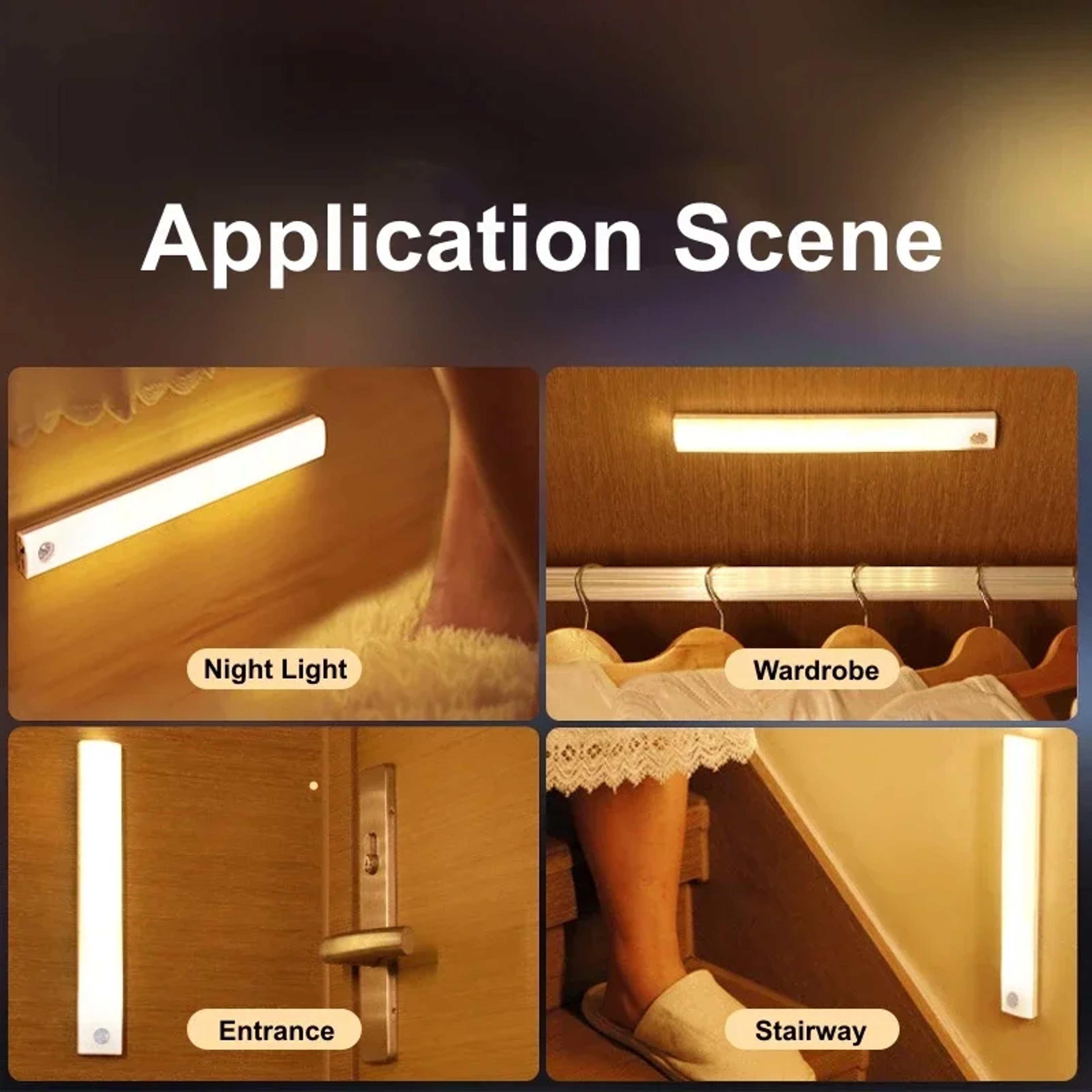 Wireless Motion Sensor LED Cabinet Light USB Rechargeable Under Cabinet Lamp 6