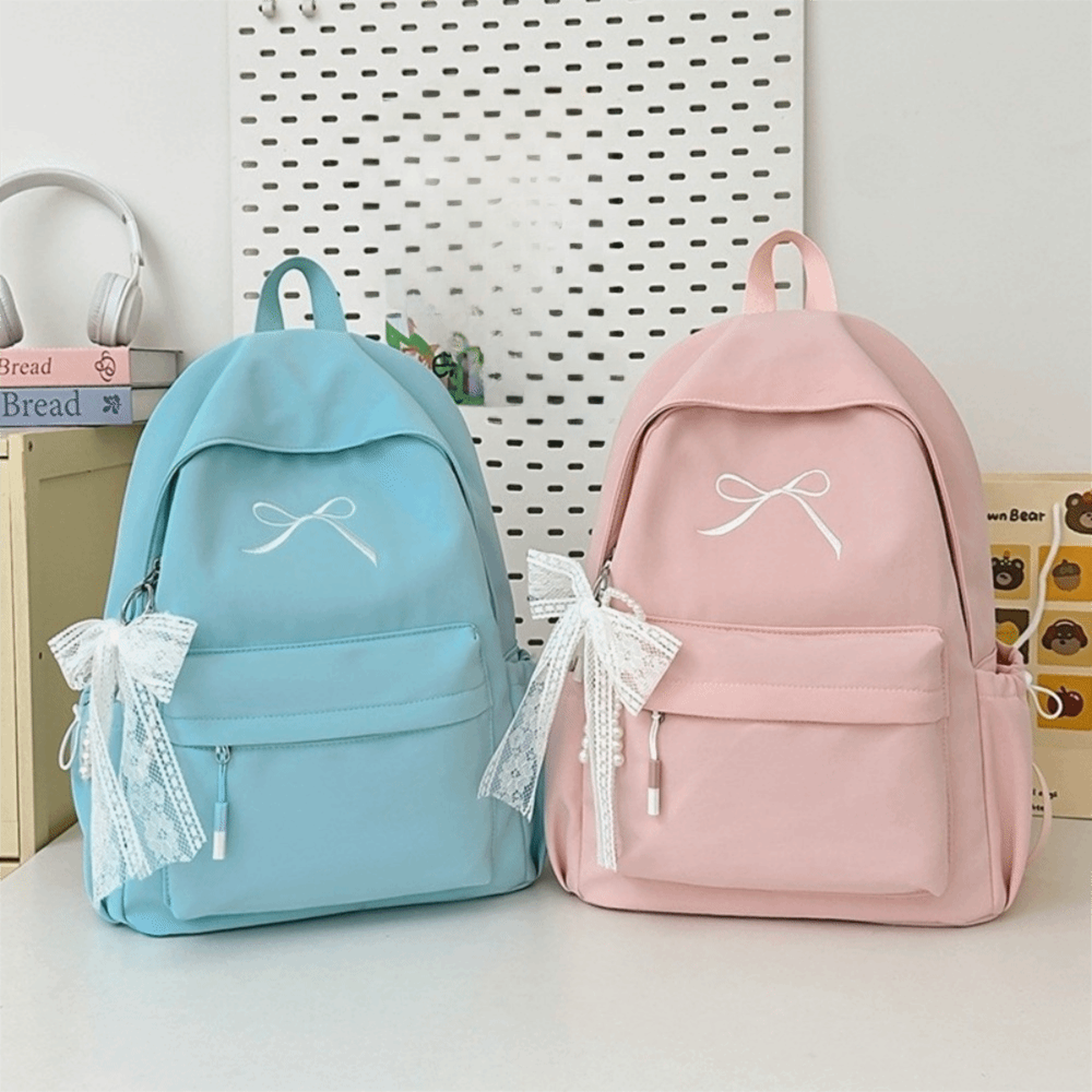 Embroidered Bow Girls Backpack Lightweight School Backpack Large Capacity Rucksack 11