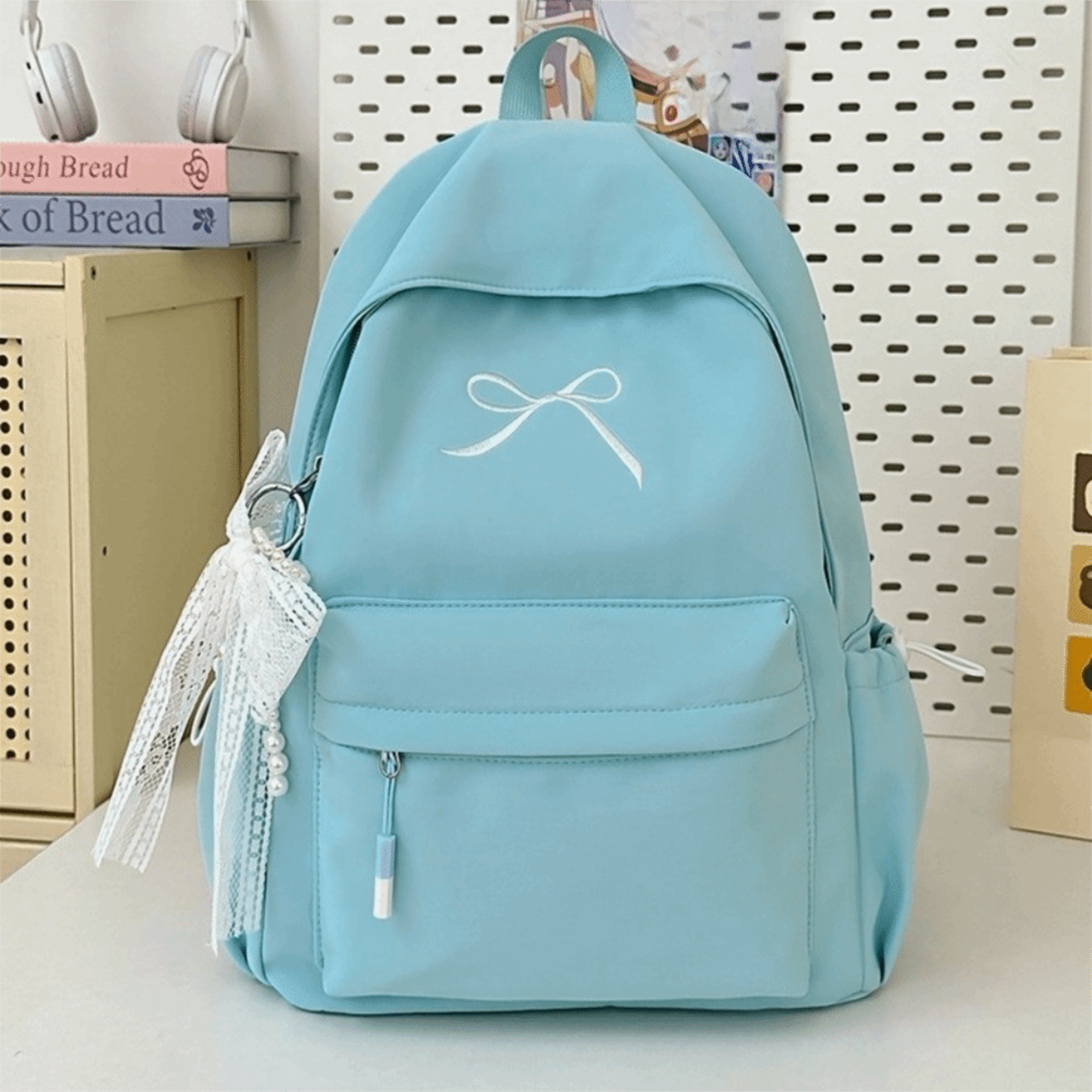 Embroidered Bow Girls Backpack Lightweight School Backpack Large Capacity Rucksack 6