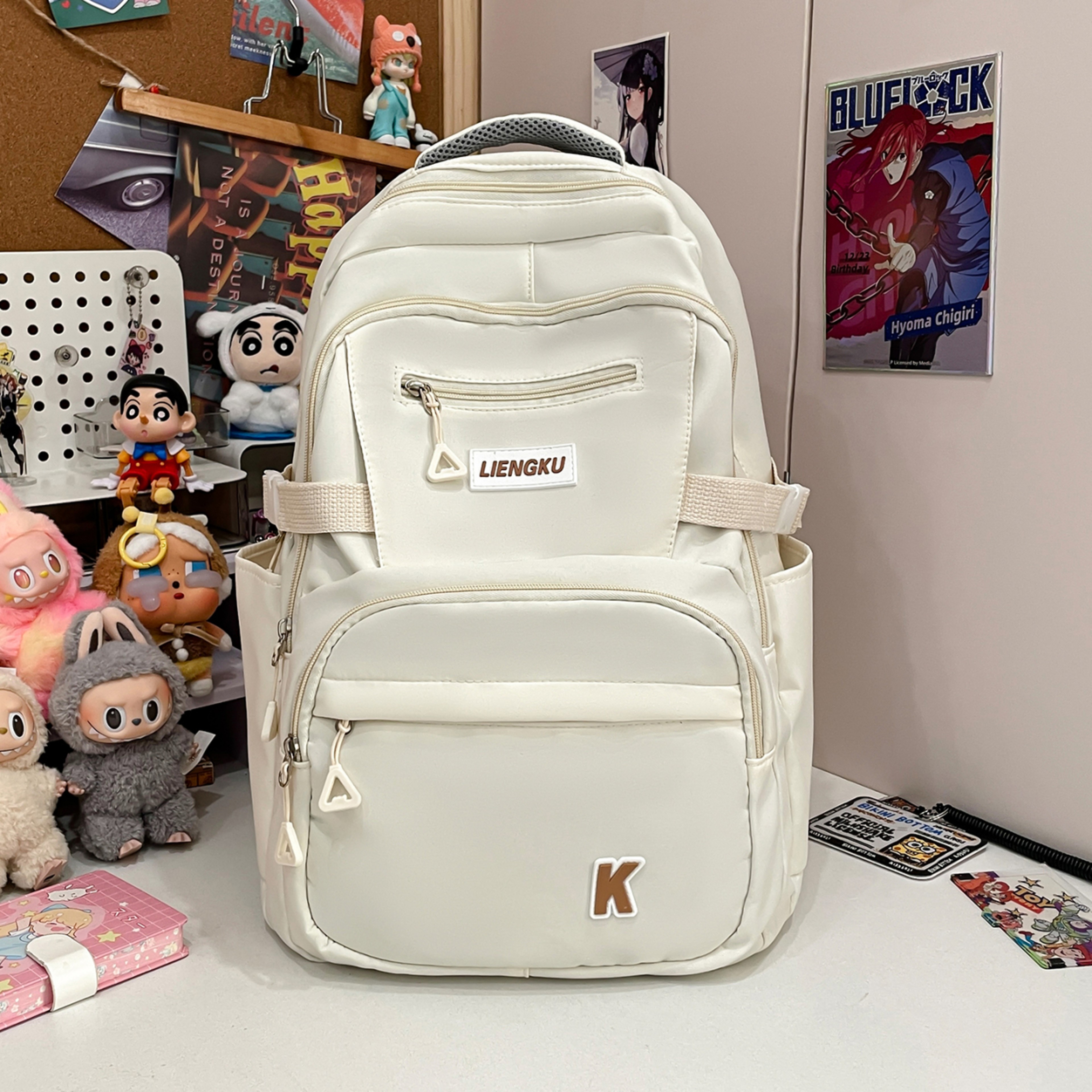 Solid Color College Backpack Lightweight Laptop Travel Bag 0