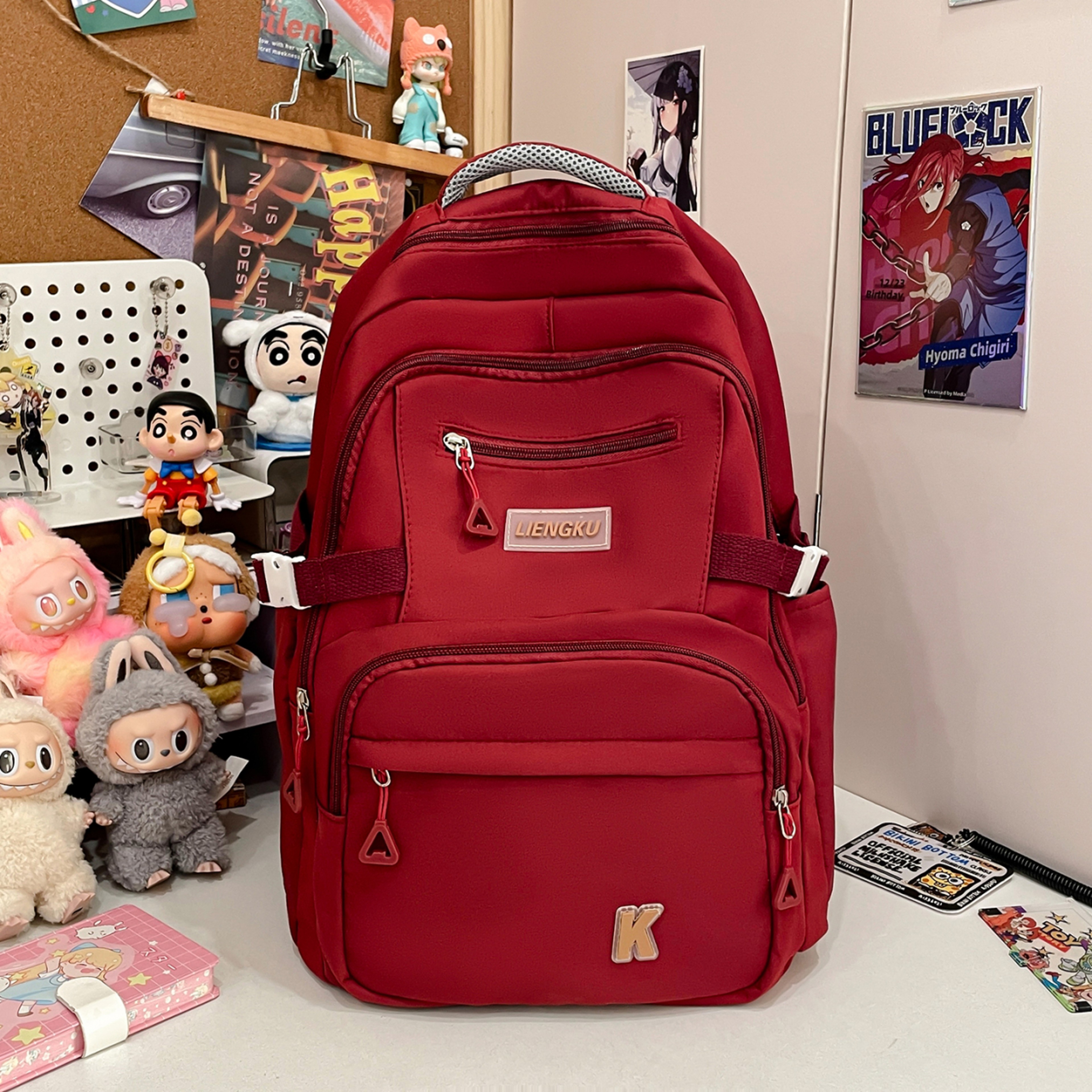 Solid Color College Backpack Lightweight Laptop Travel Bag 1