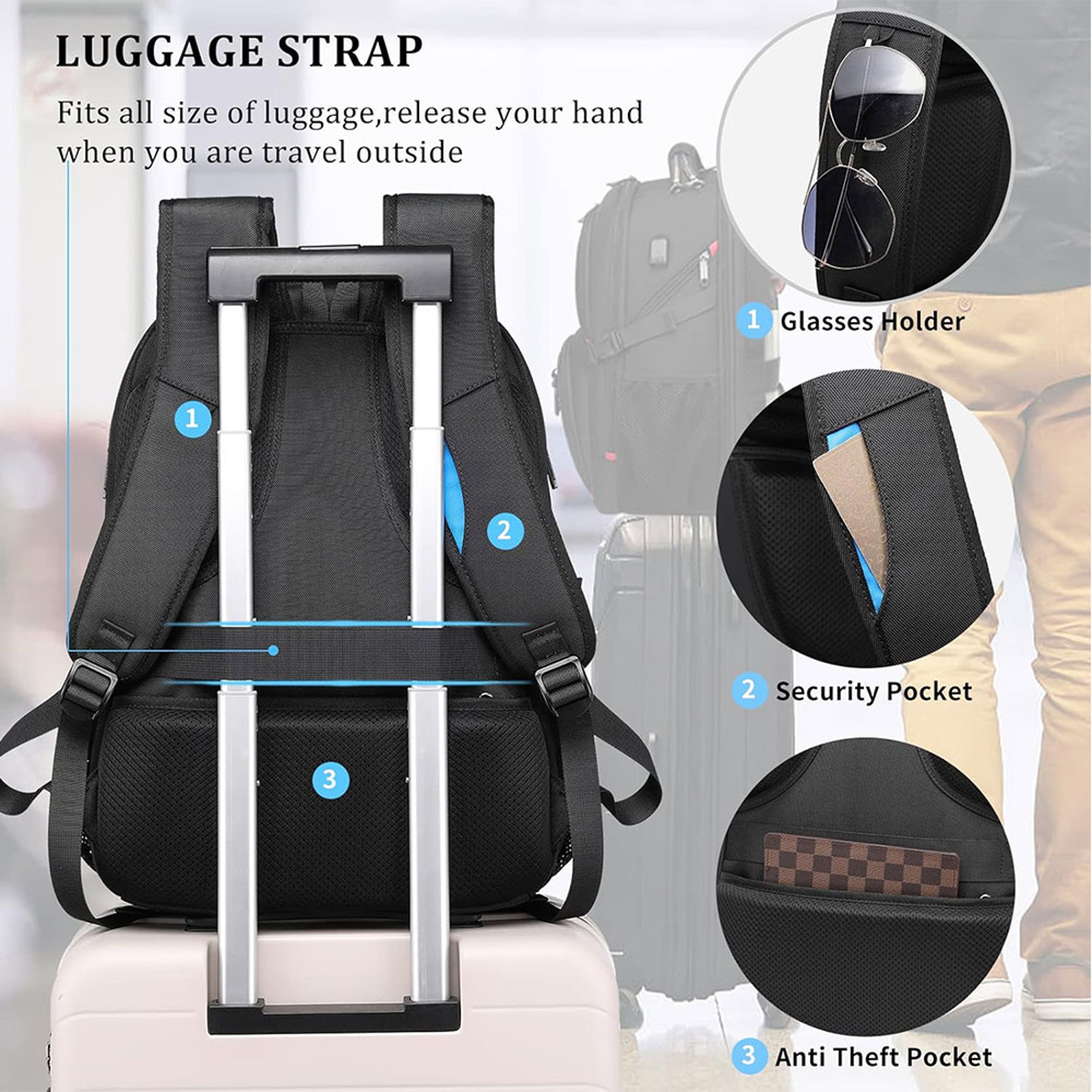 Large Capacity Travel Backpack with Laptop Compartment – view 5
