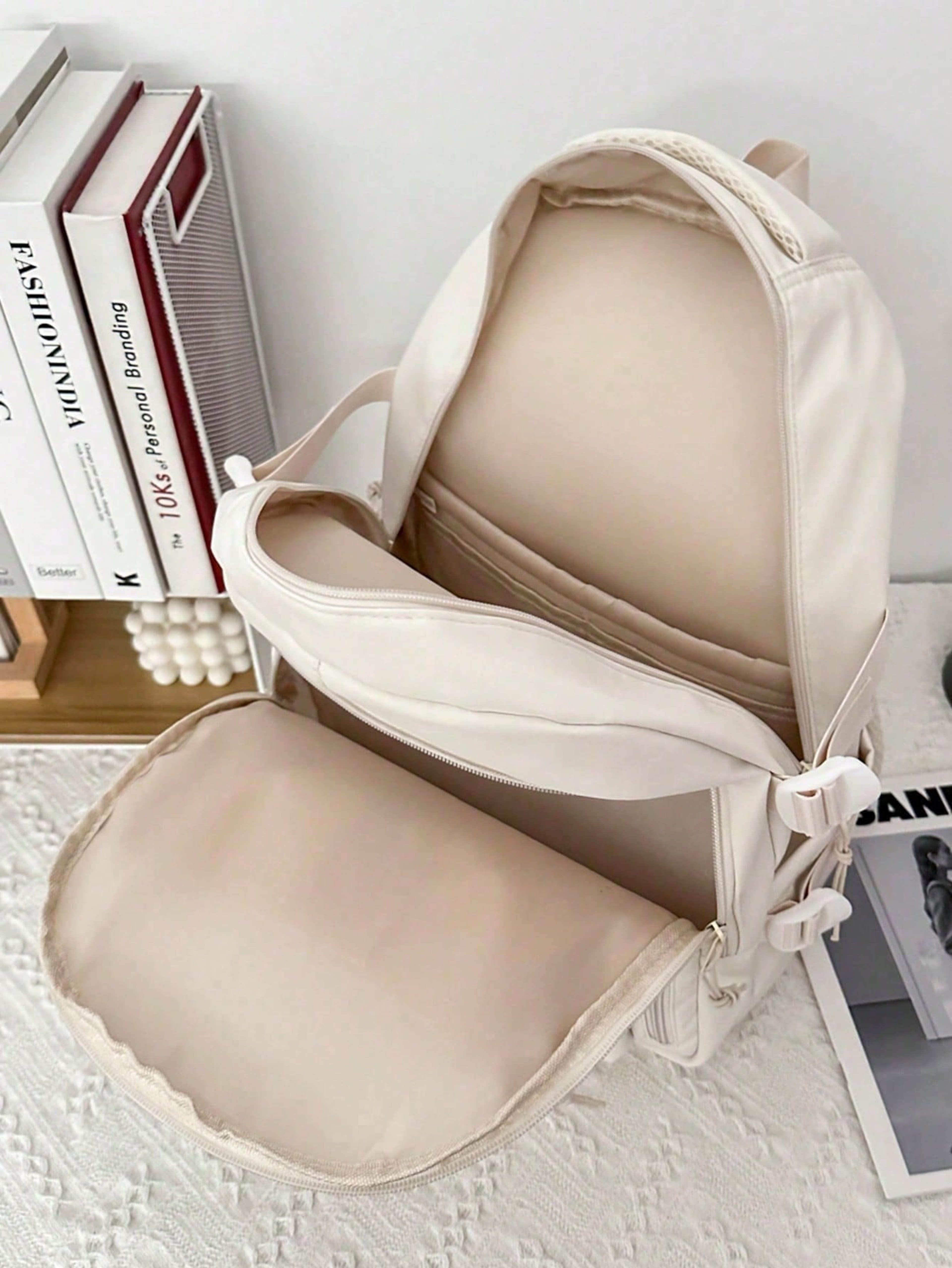 Everyday Lightweight Nylon Backpack With Large Capacity Multi Pocket Storage 5