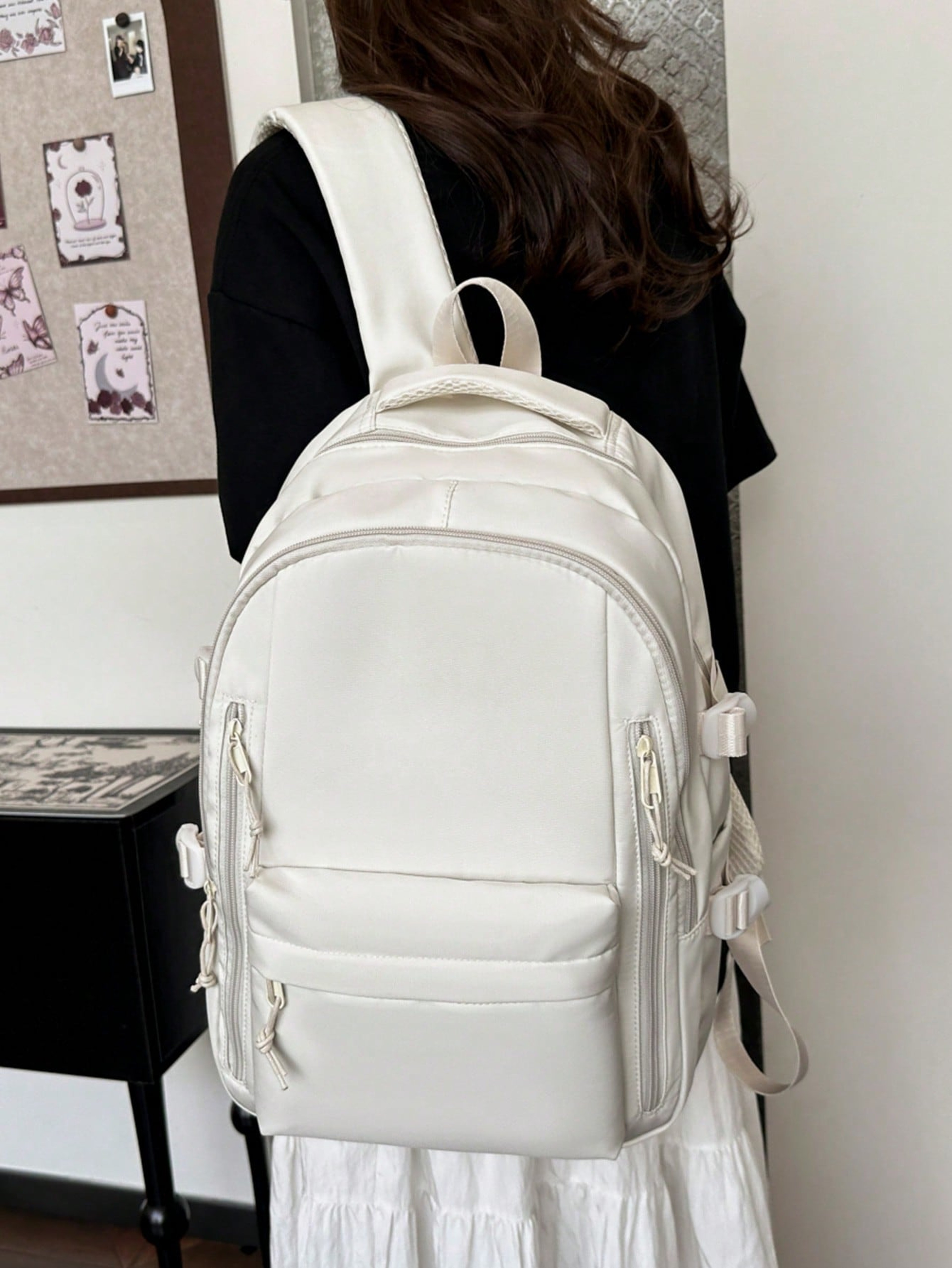 Everyday Lightweight Nylon Backpack With Large Capacity Multi Pocket Storage 7