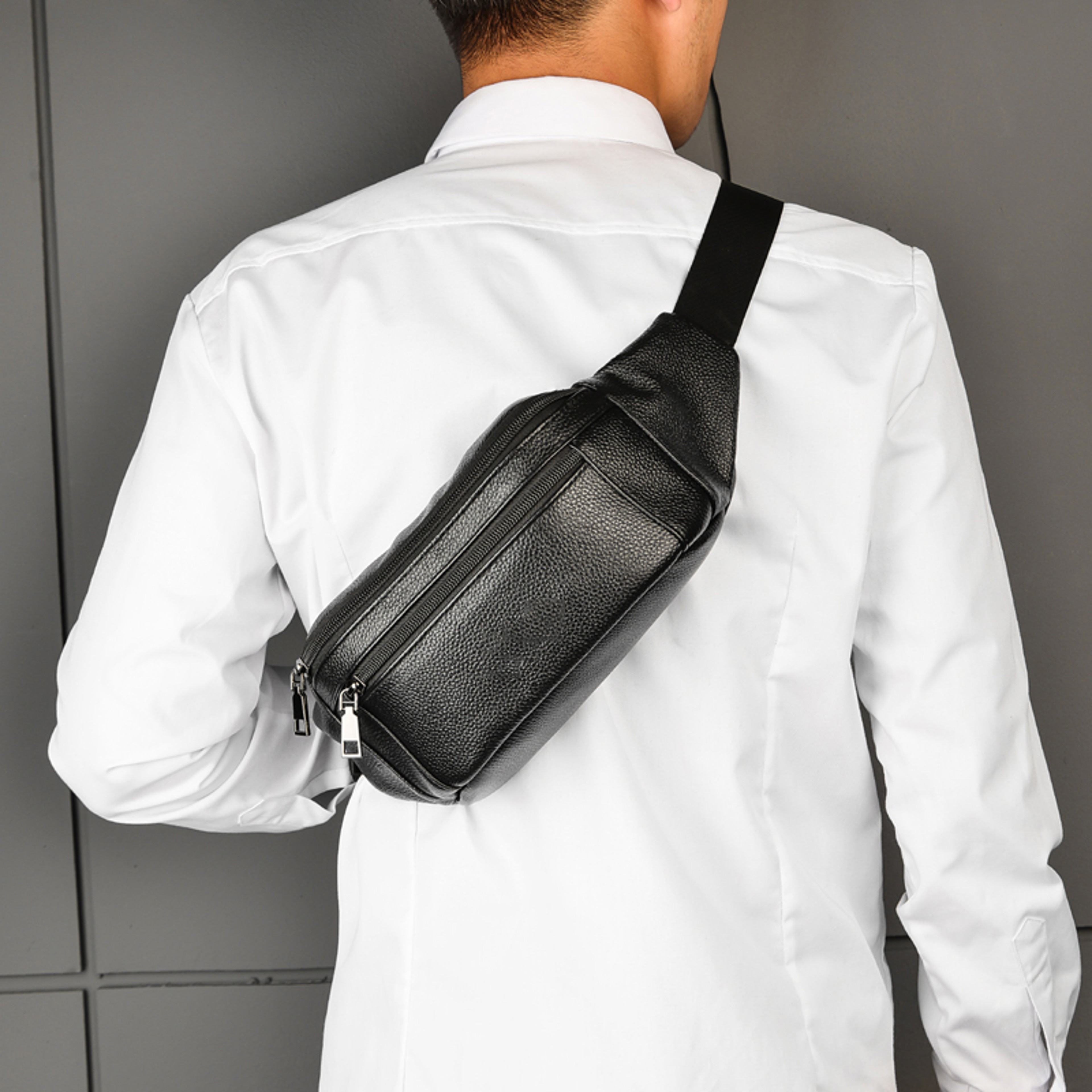 Executive Genuine Leather Crossbody Chest Bag For Men 4