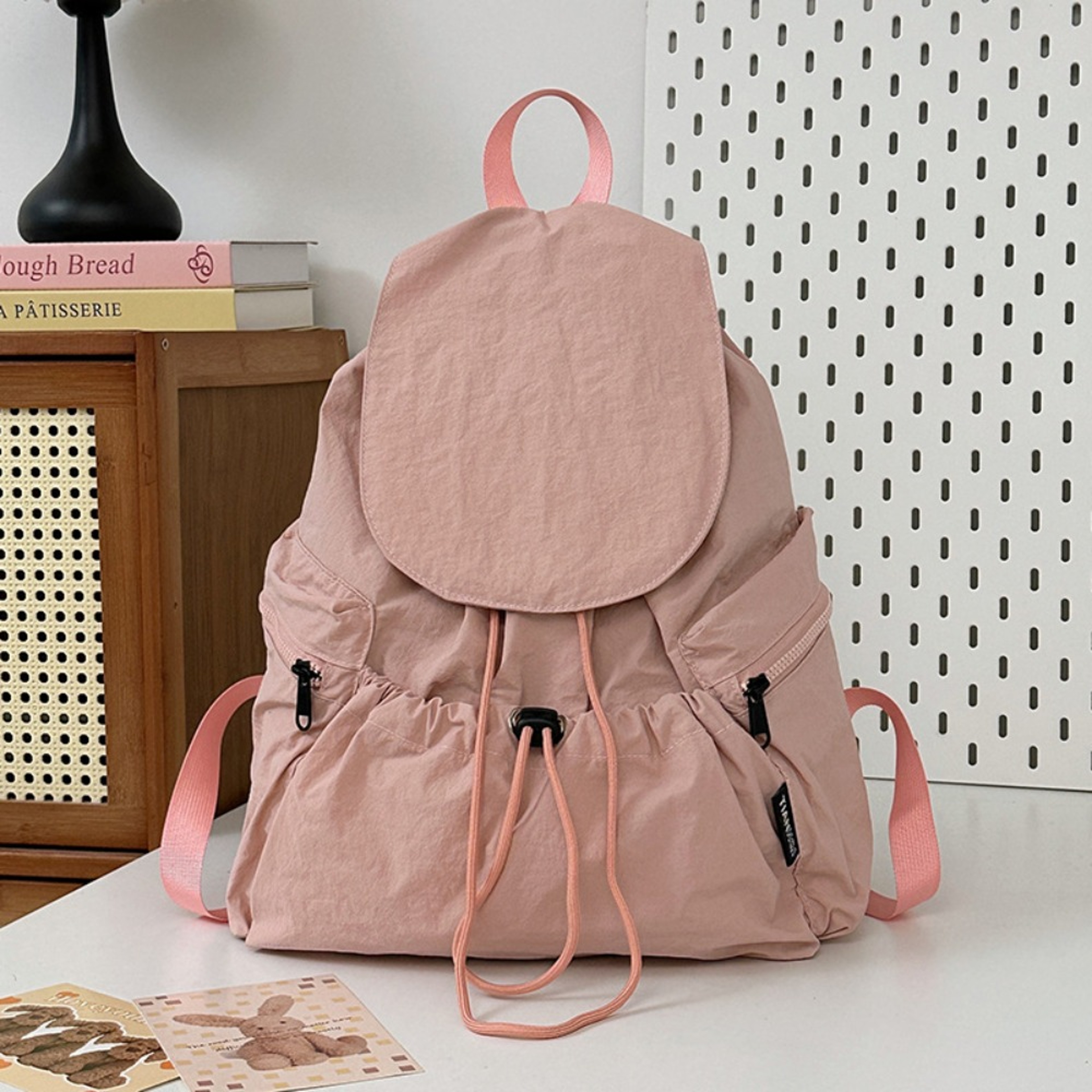 Korean Style Lightweight Nylon Drawstring Travel Backpack 2