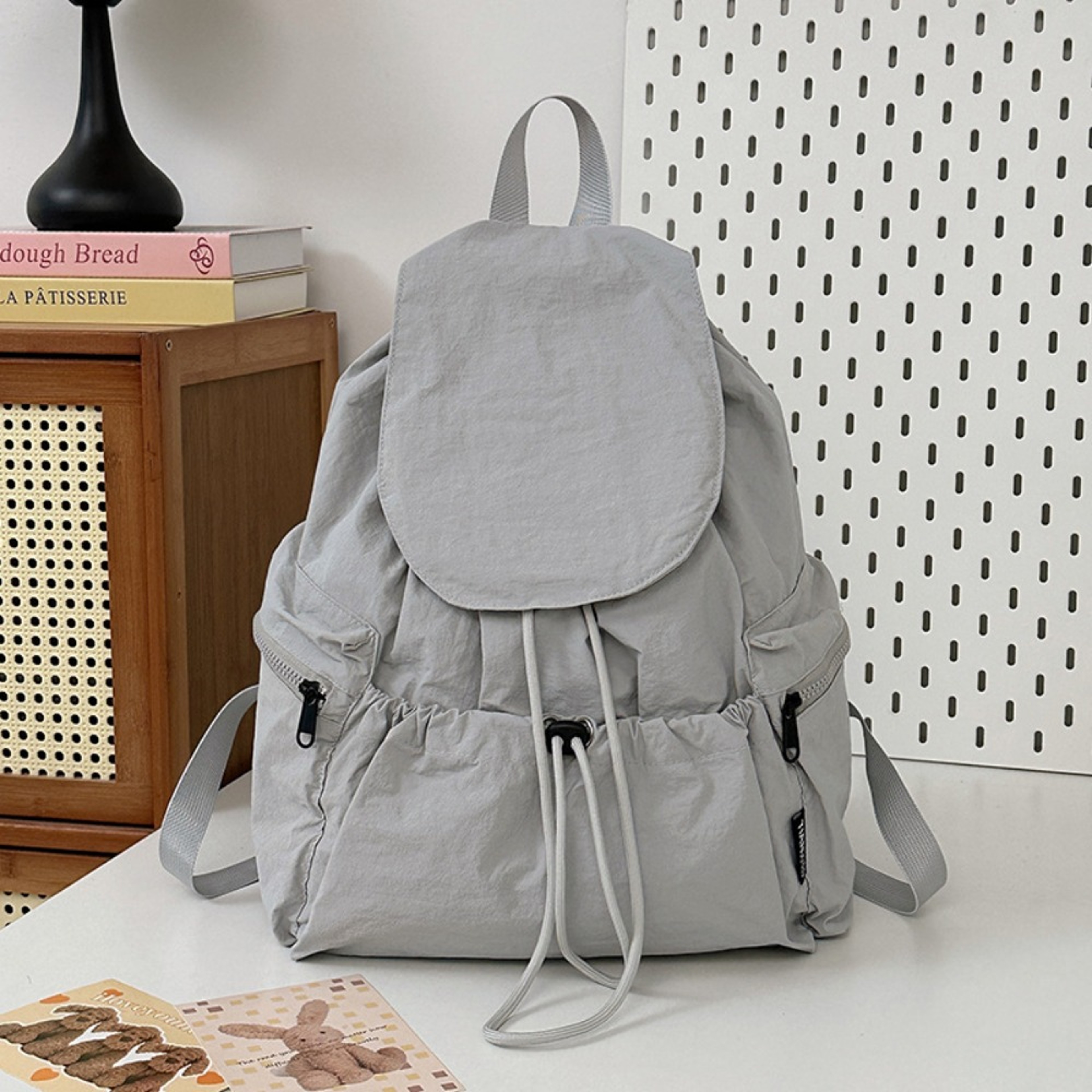 Korean Style Lightweight Nylon Drawstring Travel Backpack 5