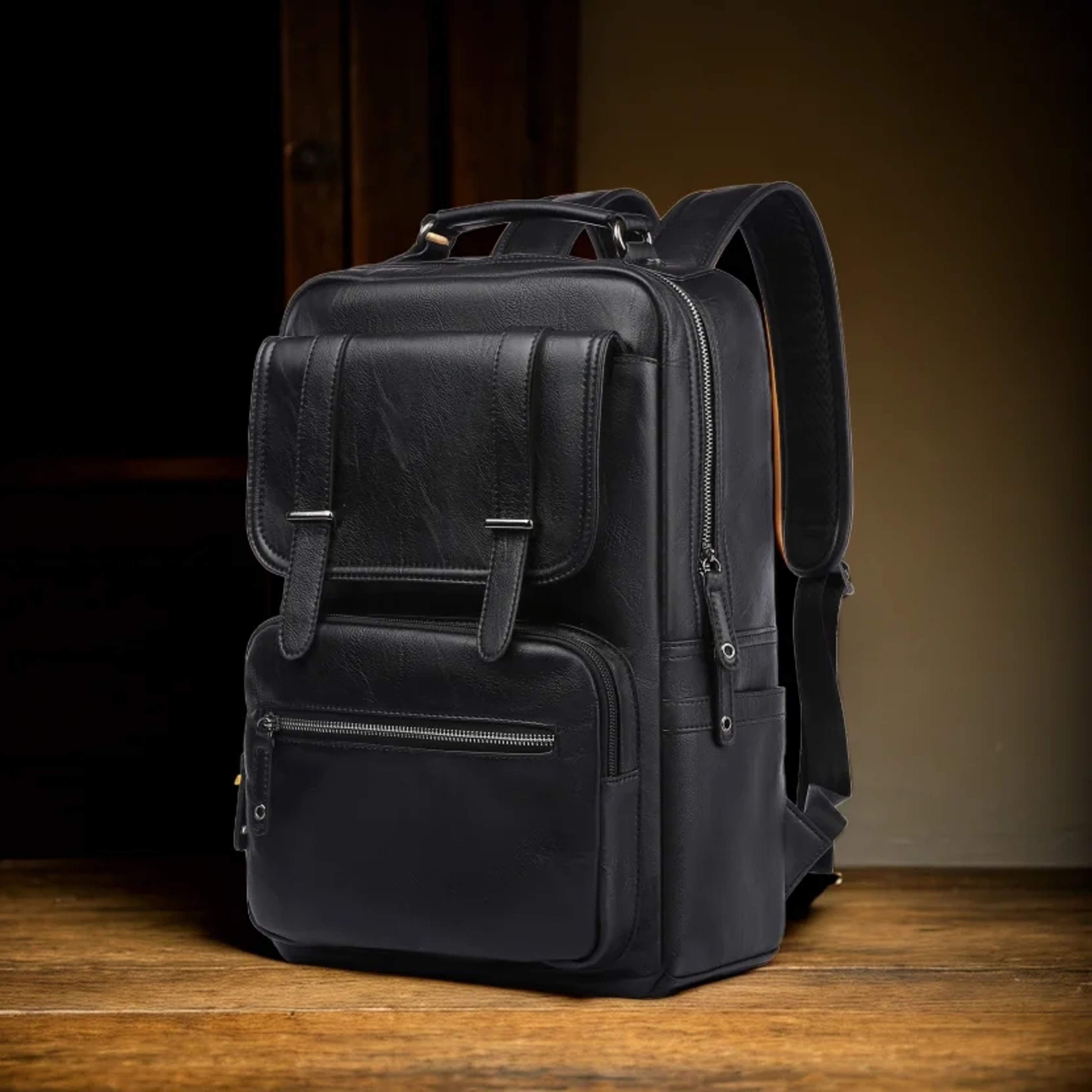 Vintage Waterproof Leather Laptop Backpack For Men 0