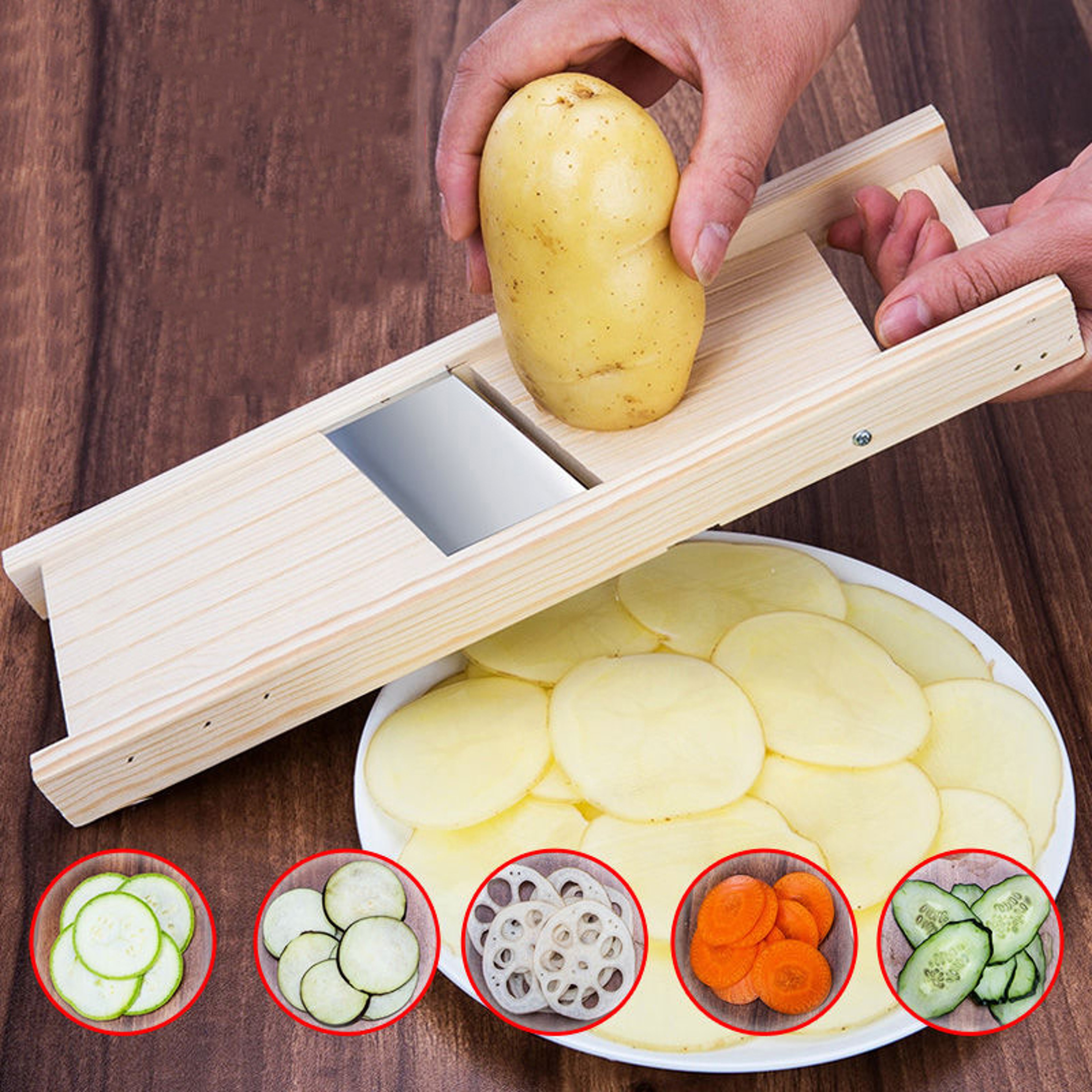 WoodGrip Multifunction Vegetable Slicer And Cheese Grater 0