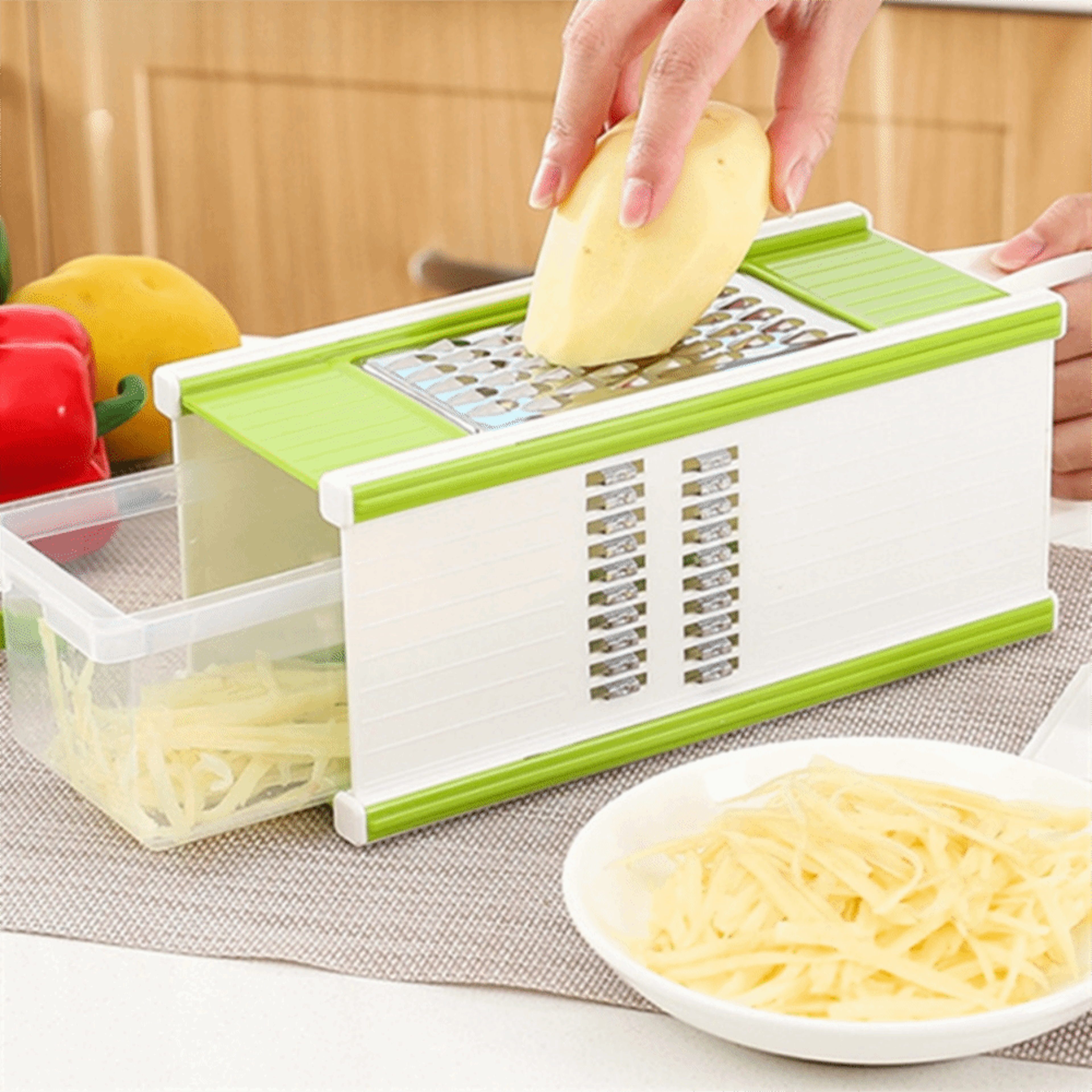 Vegetable Chopper and Mandoline Slicer with Container – view 1