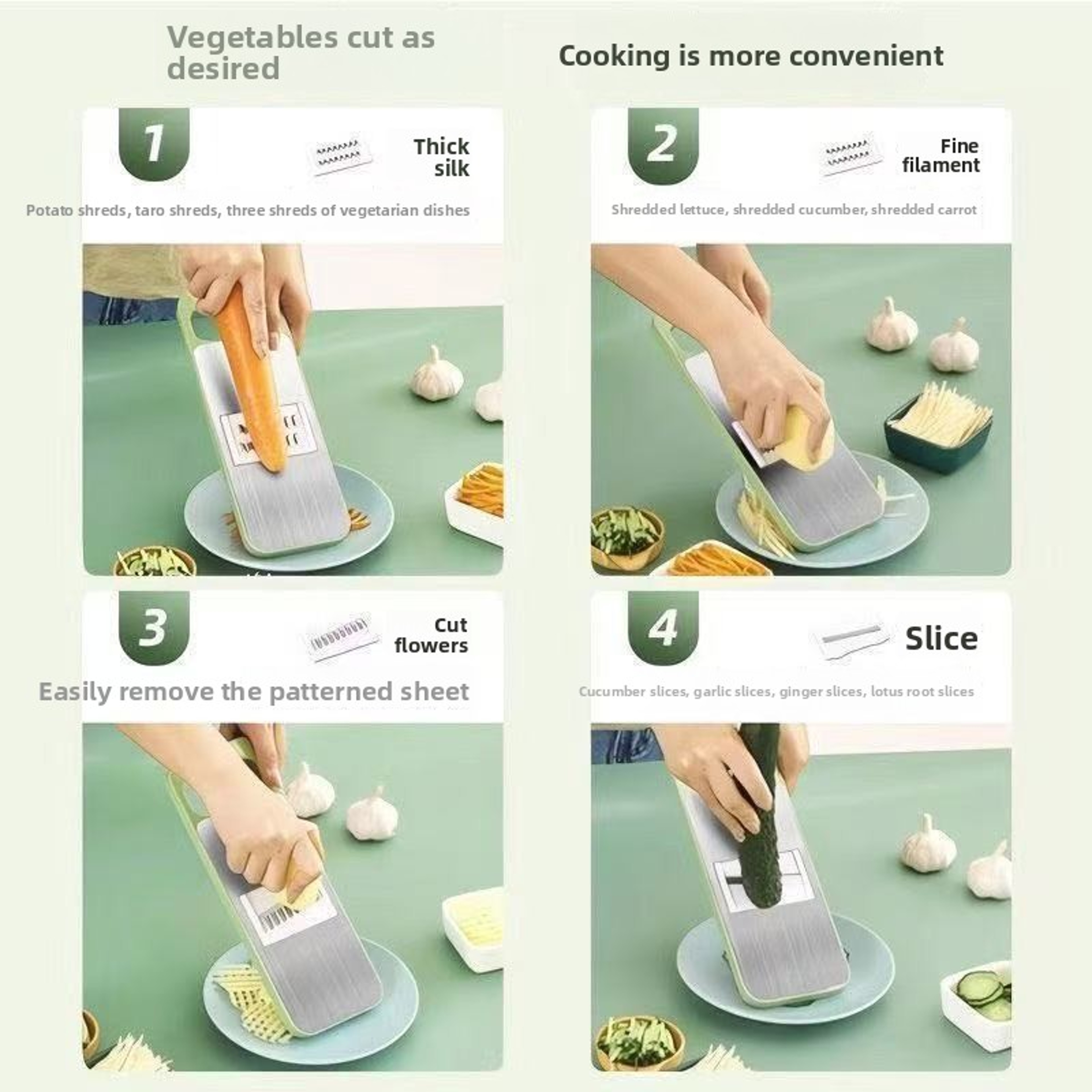 Multifunctional Vegetable Slicer And Kitchen Shredder With Hand Guard 4