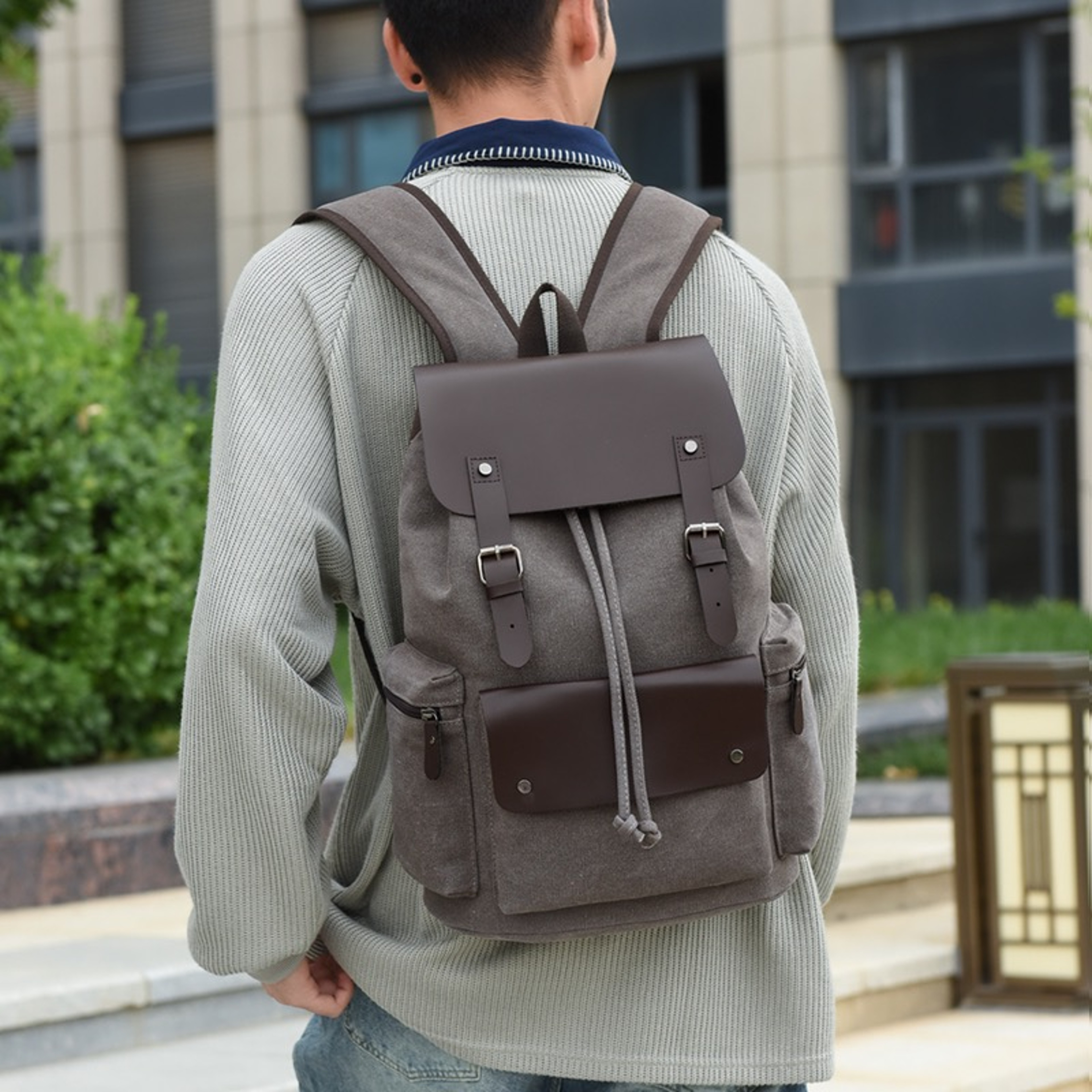 Men Vintage Canvas Laptop Backpack For College Commuting And Travel 0