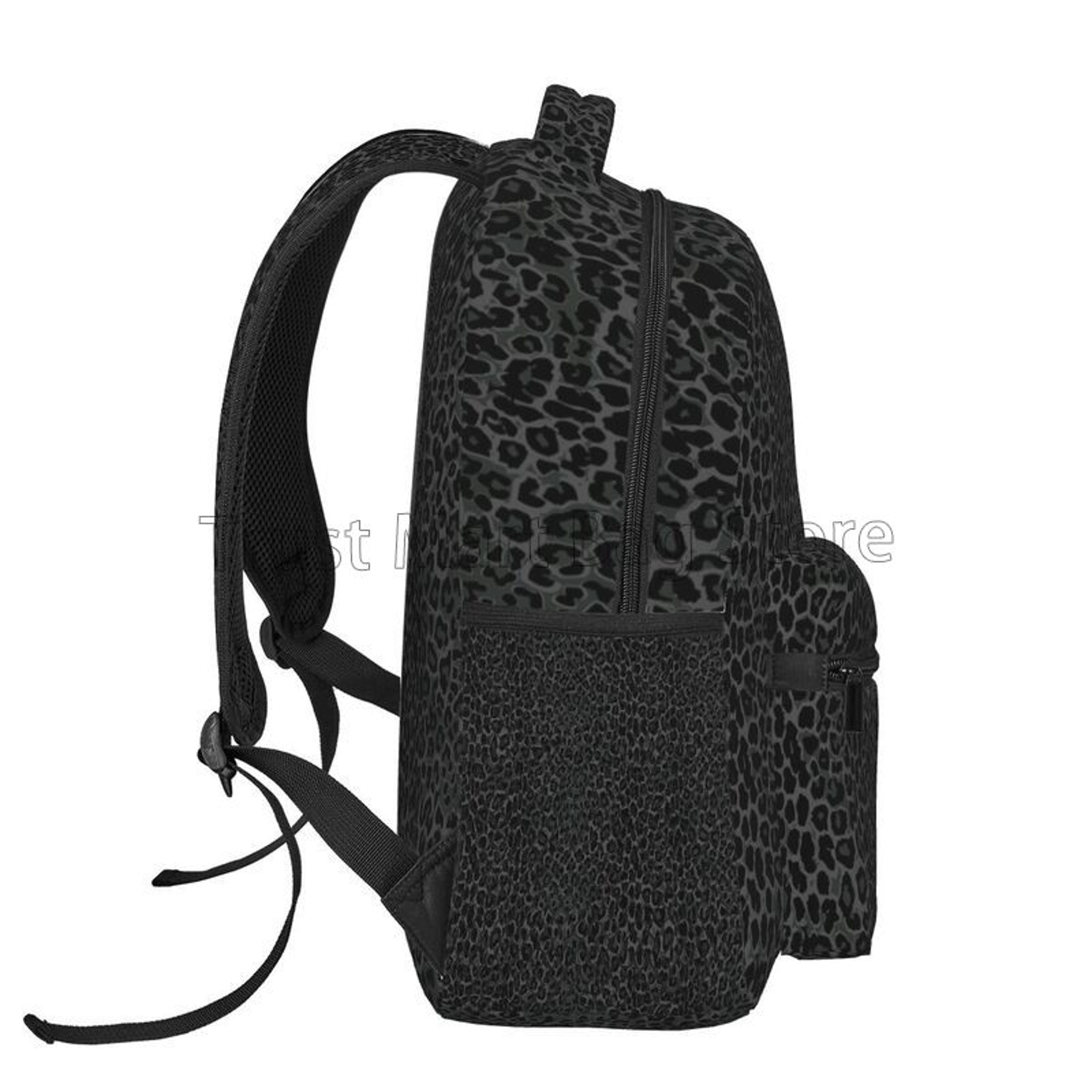Black Leopard Print Backpack Lightweight Laptop Daypack For School And Travel 3