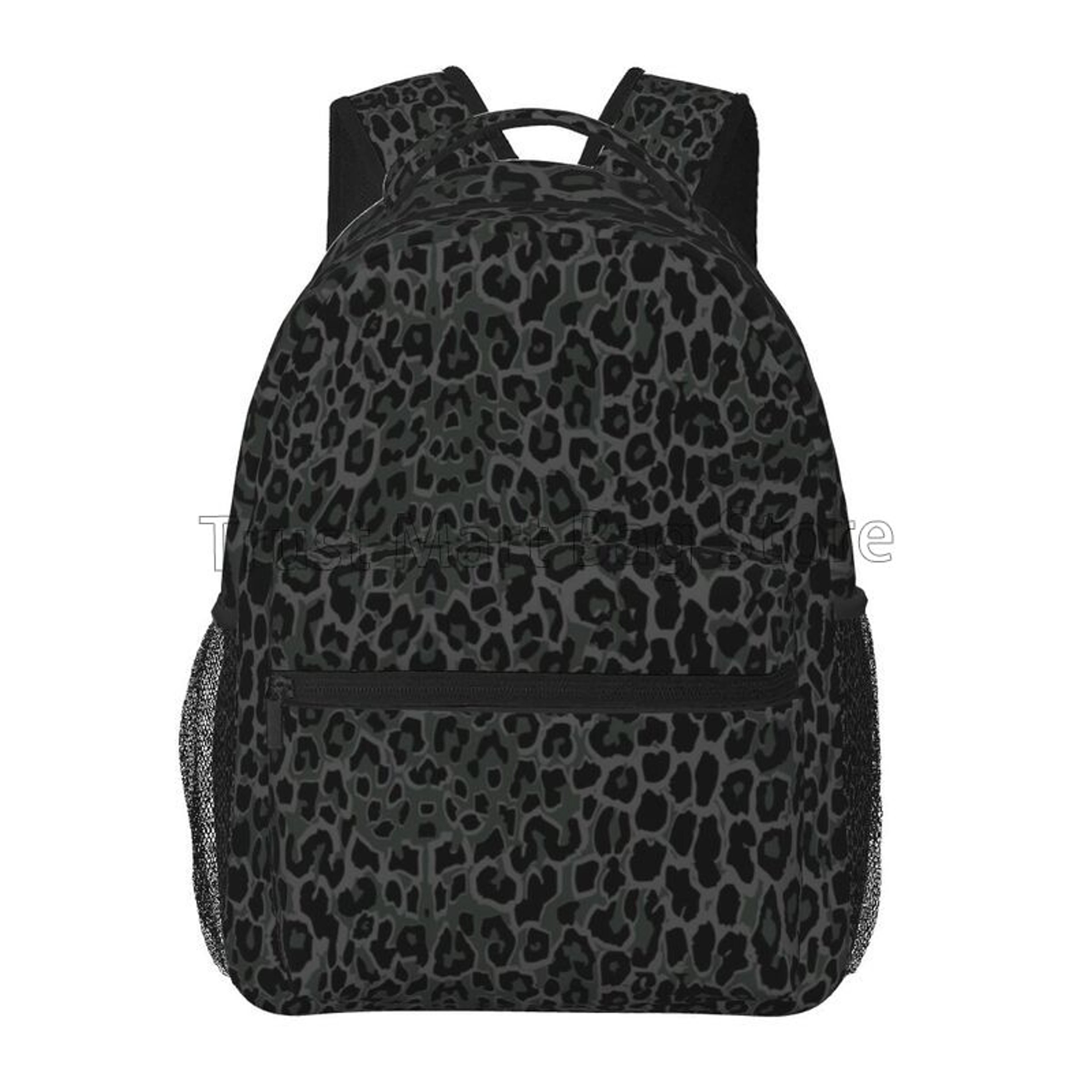 Black Leopard Print Backpack Lightweight Laptop Daypack For School And Travel 1