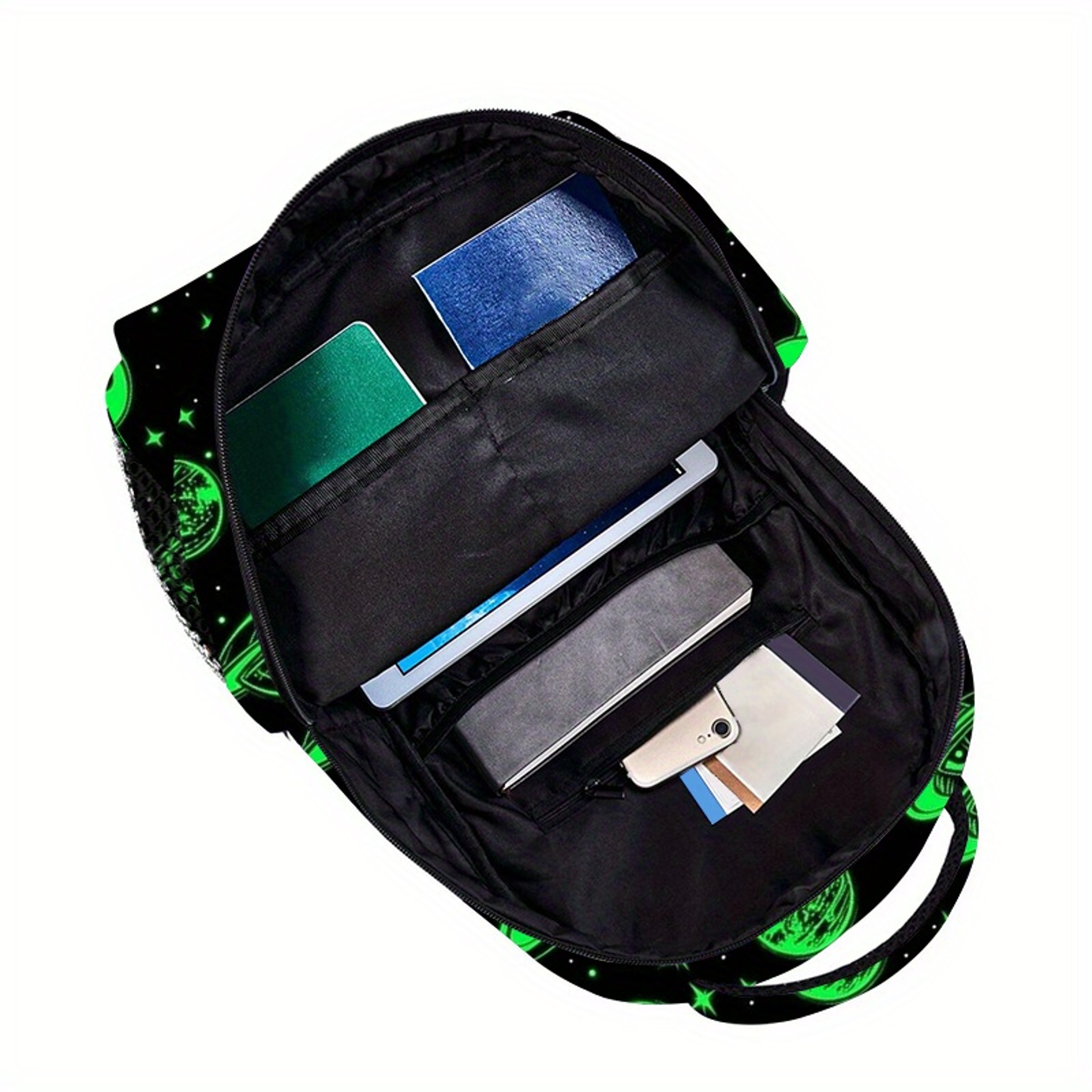 Product Name Green Alien UFO Backpack Lightweight Space Laptop Bookbag 3