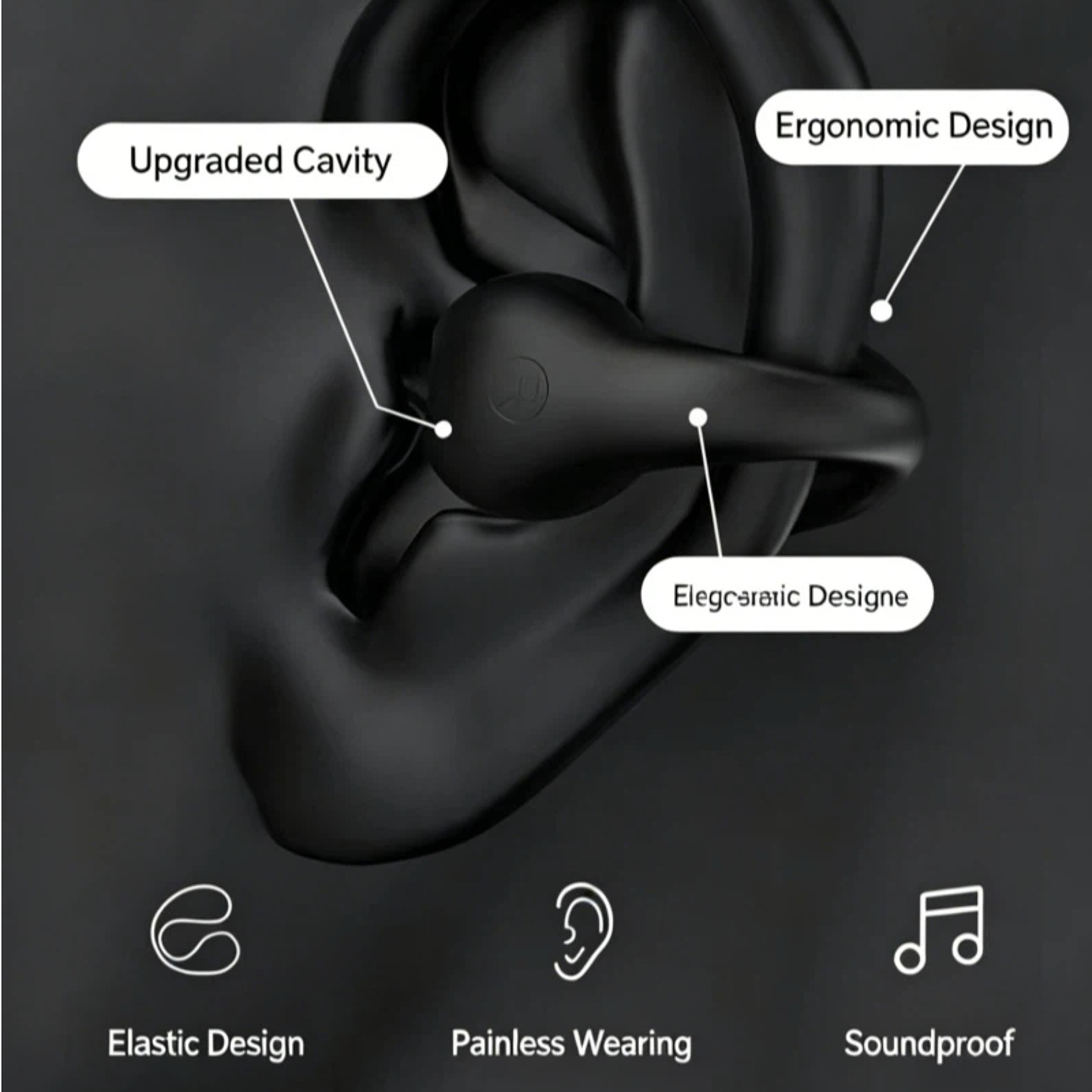 OpenFit Ear Clip Wireless Bluetooth Earbuds With LED Power Display And Mic 5