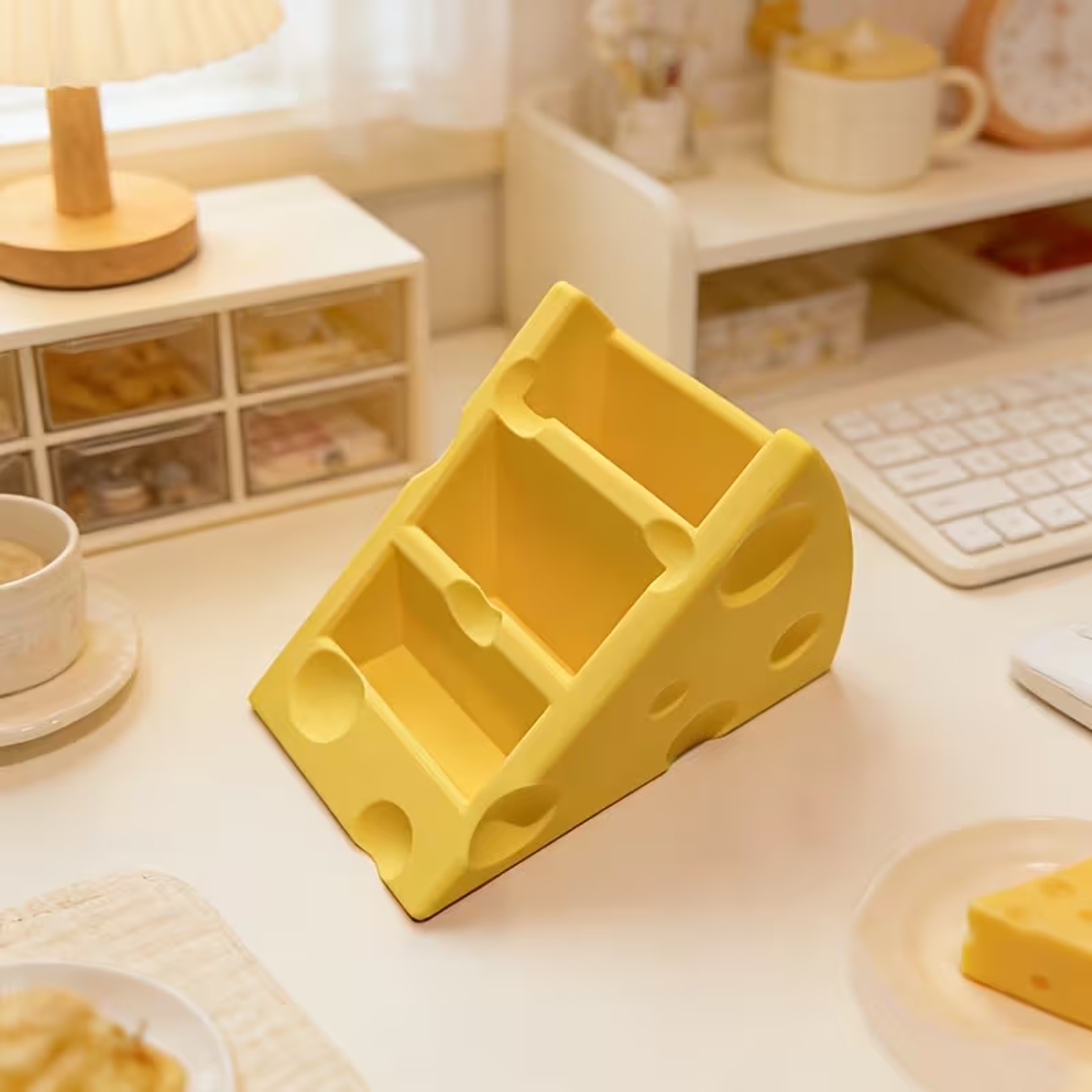 Cute Cheese Remote Control Holder Desk Organizer Box 3