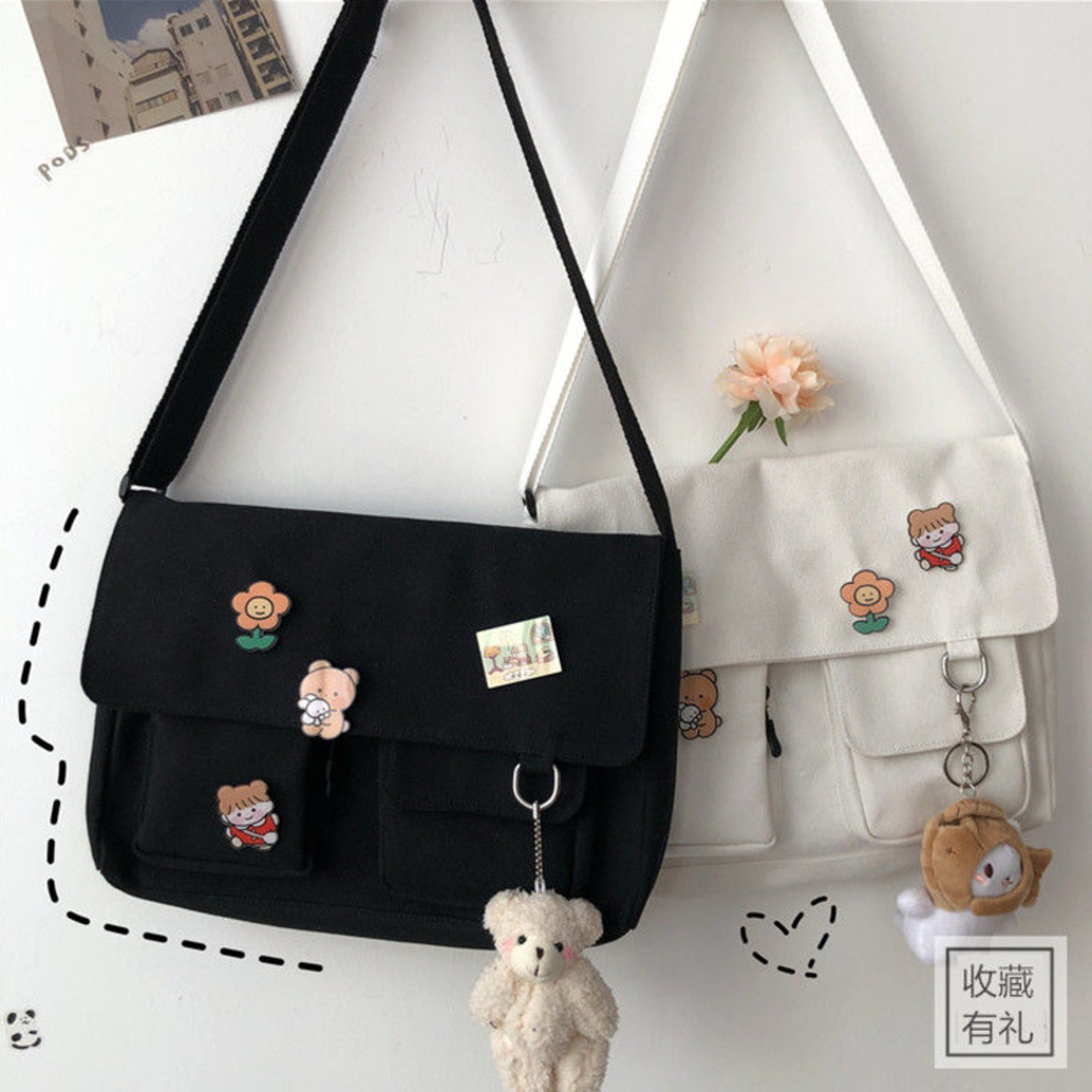 Casual Printed Canvas Messenger Bag For Women 6