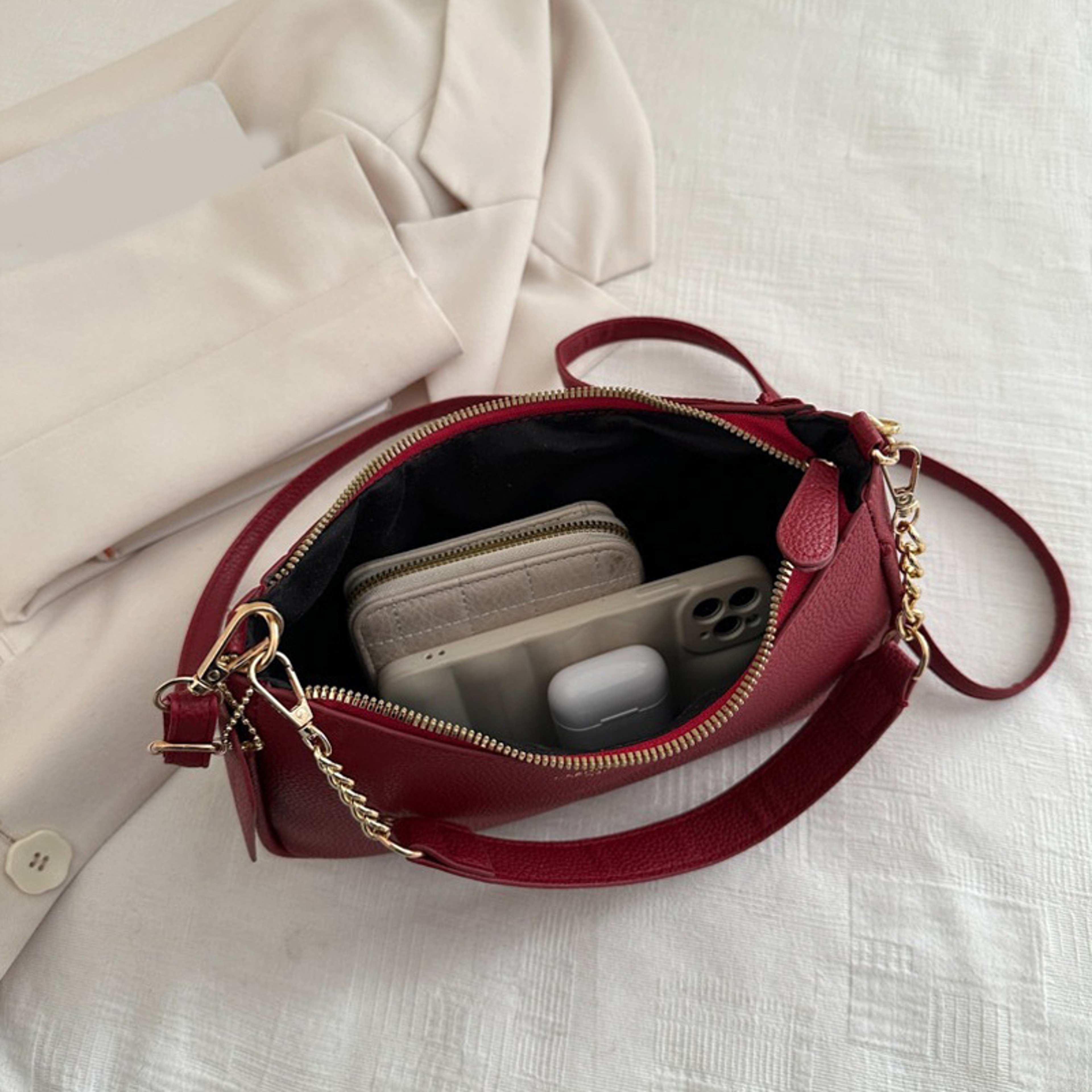 Cherry Charm Lychee Texture Dumpling Shoulder Bag For Women 8