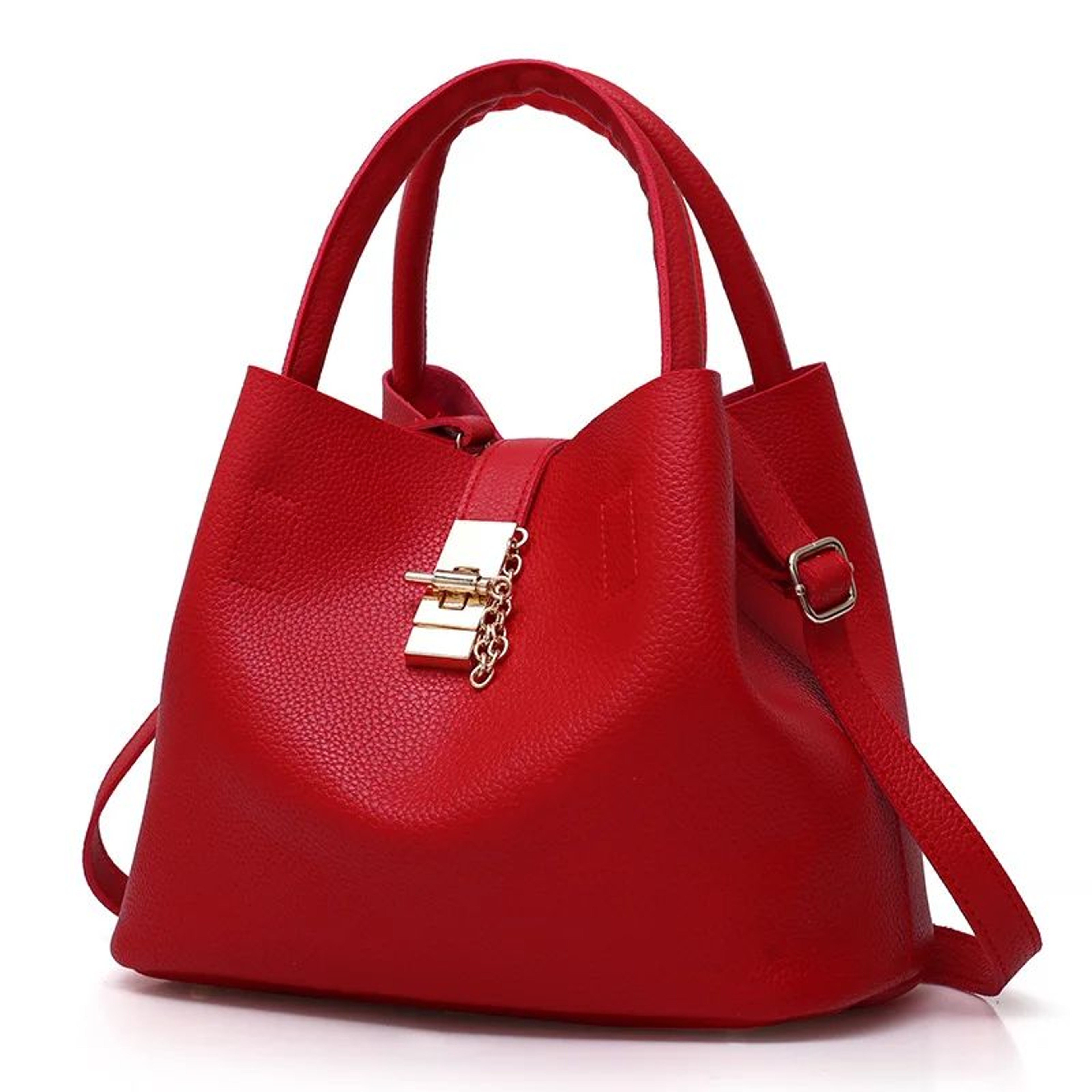 Women Bucket Crossbody Bag Black And Red Shoulder Handbag 2