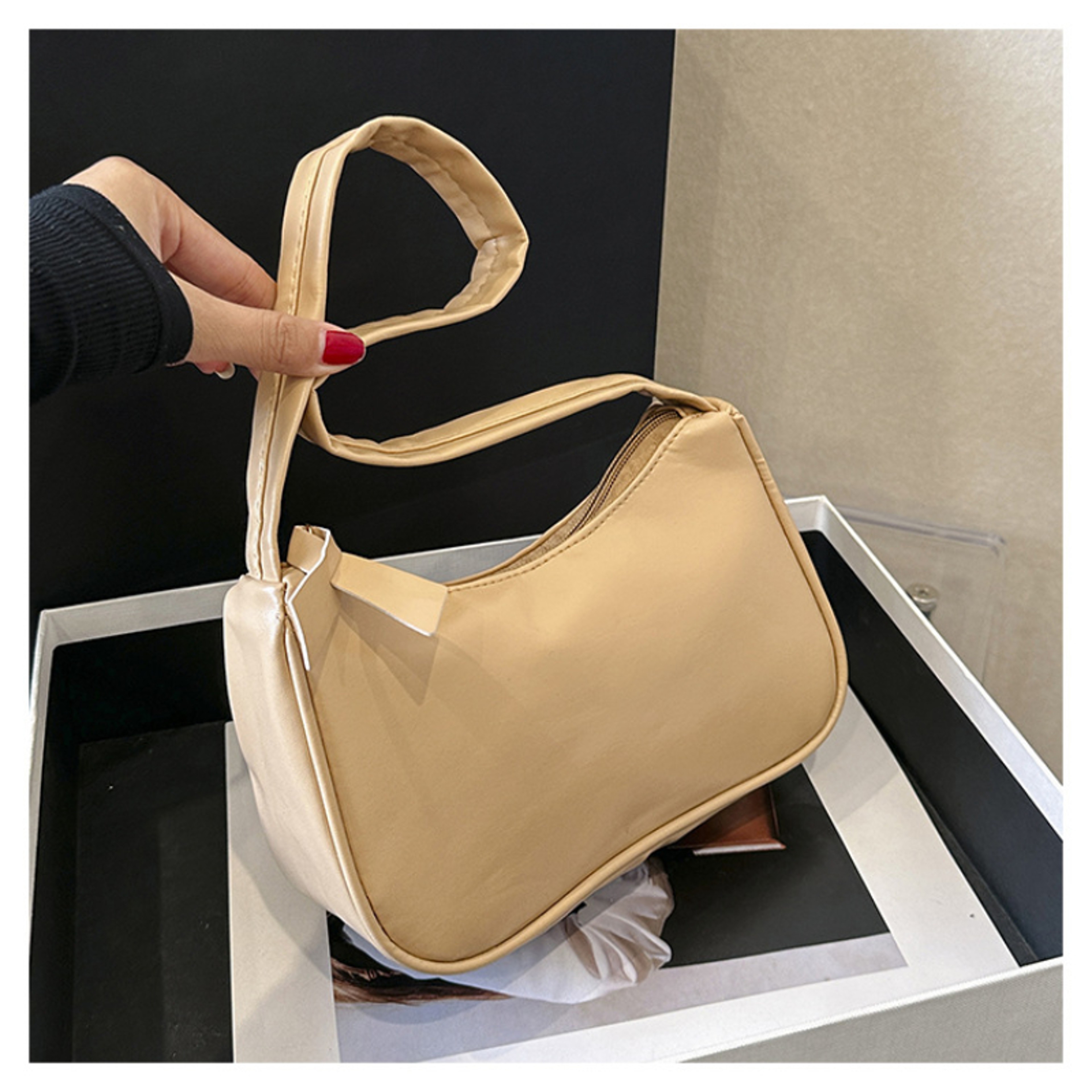 Retro Soft PU Leather Underarm Shoulder Bag For Women 4
