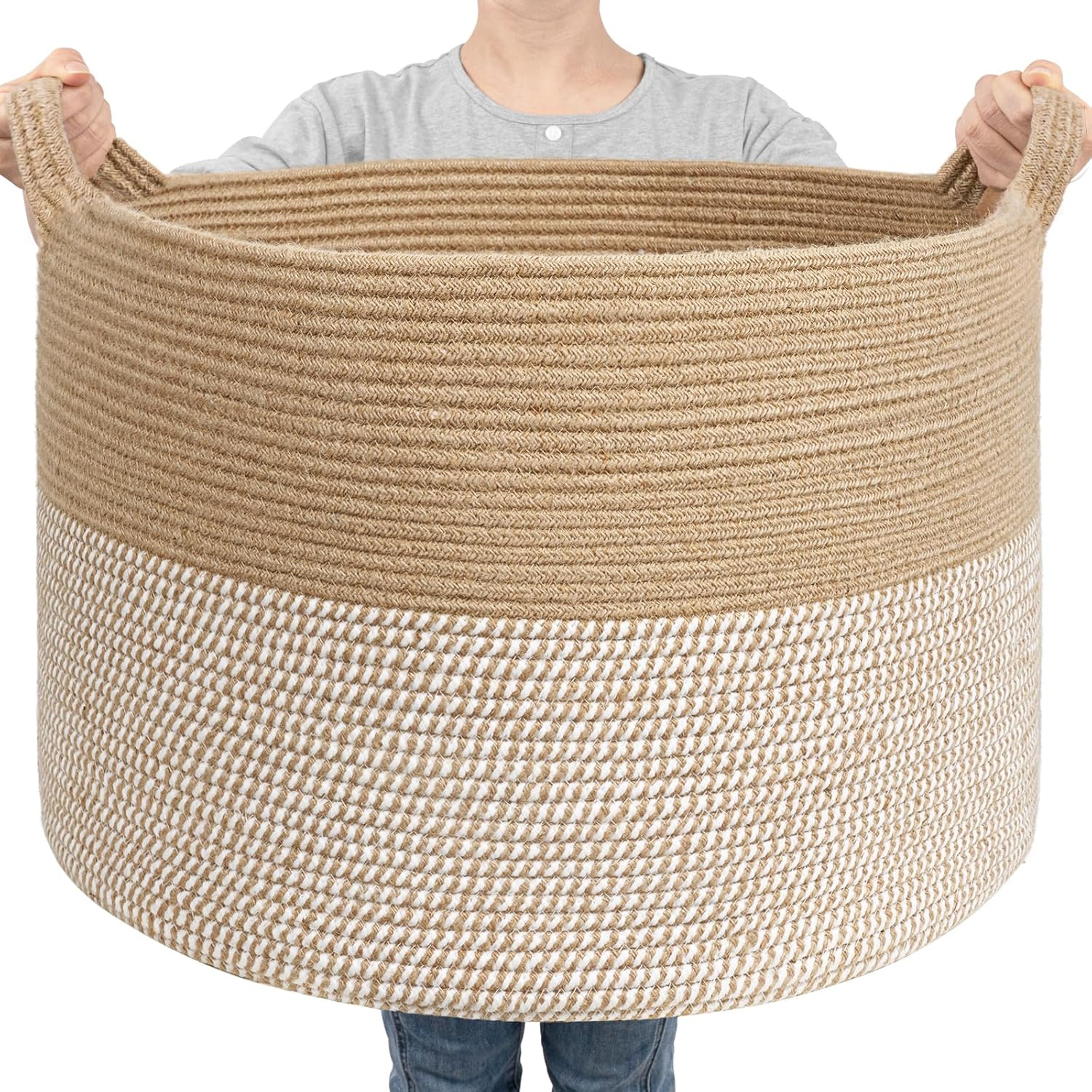 Extra Large Cotton Rope Basket For Blanket Toy And Laundry Storage 2