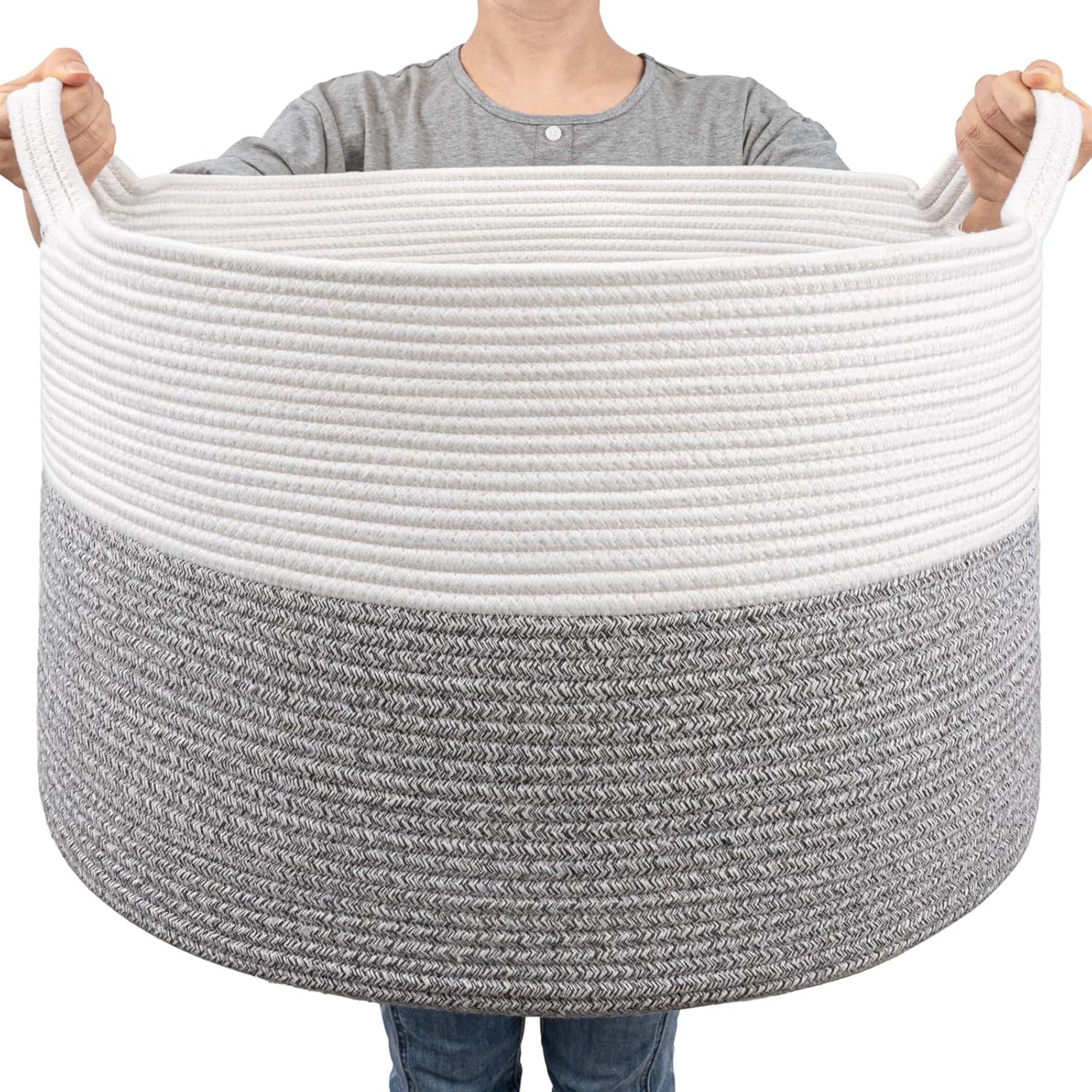 Extra Large Cotton Rope Basket For Blanket Toy And Laundry Storage 5