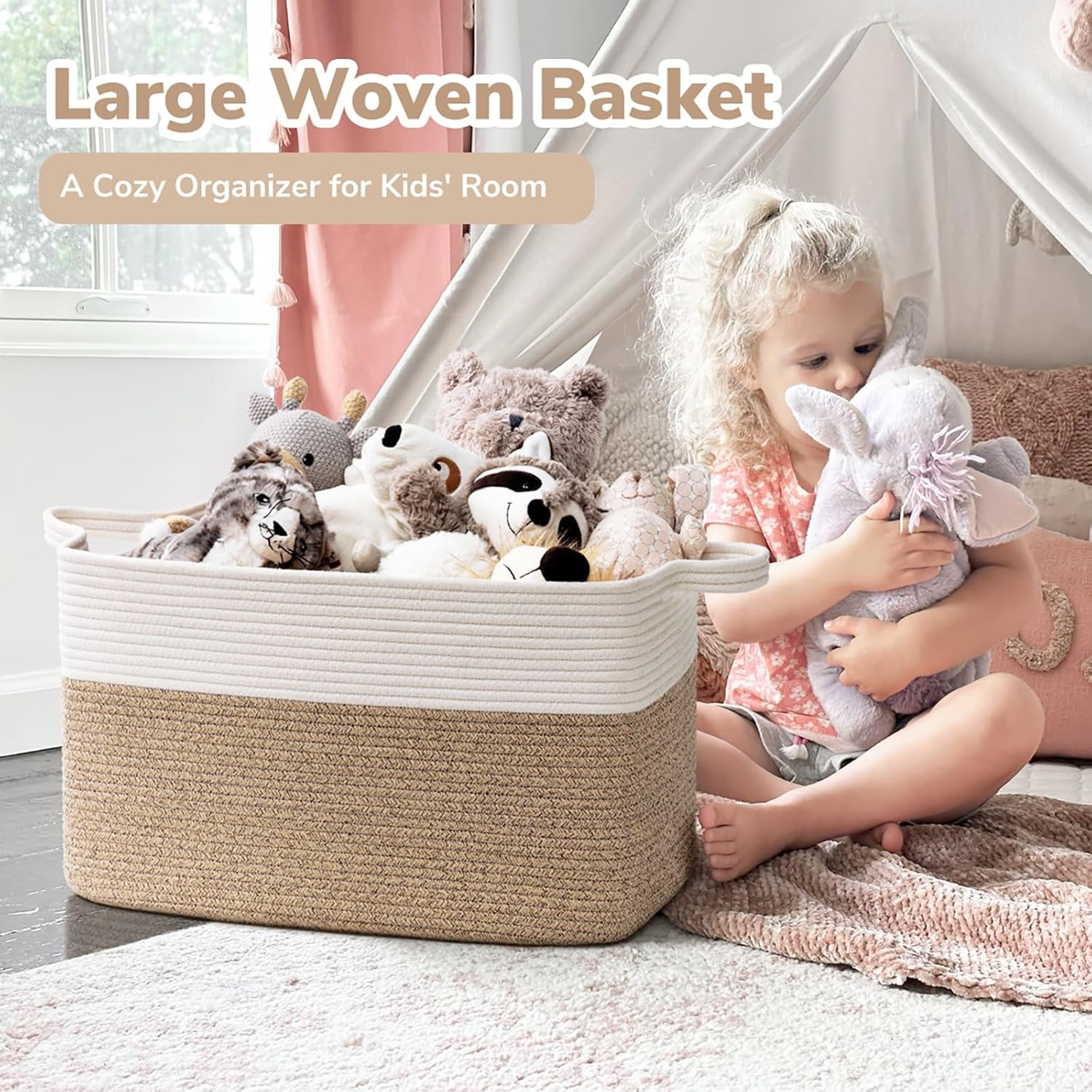Cotton Rope Storage Basket Woven Cube Shelf Organizer For Home 8