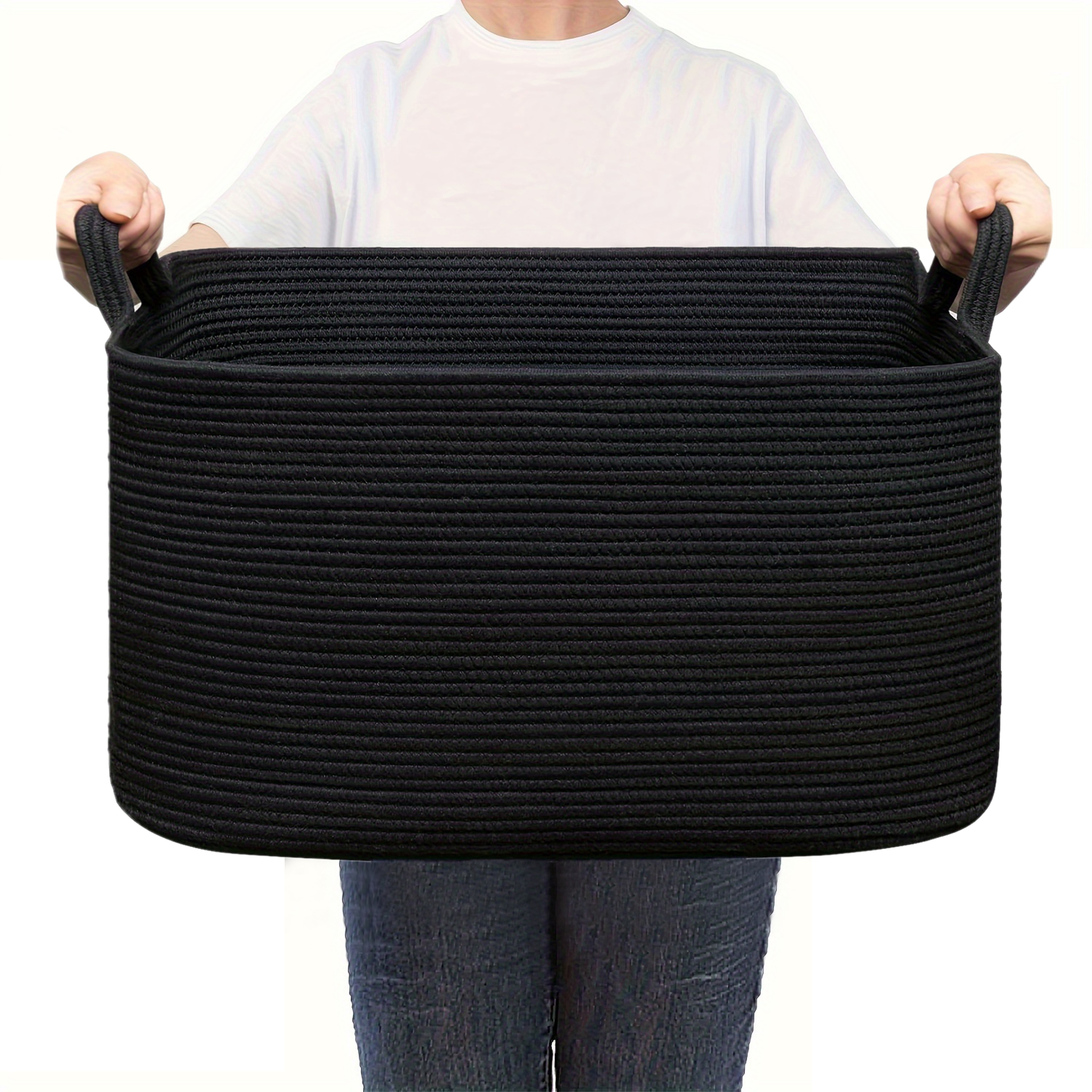Cotton Rope Storage Basket Woven Cube Shelf Organizer For Home 4