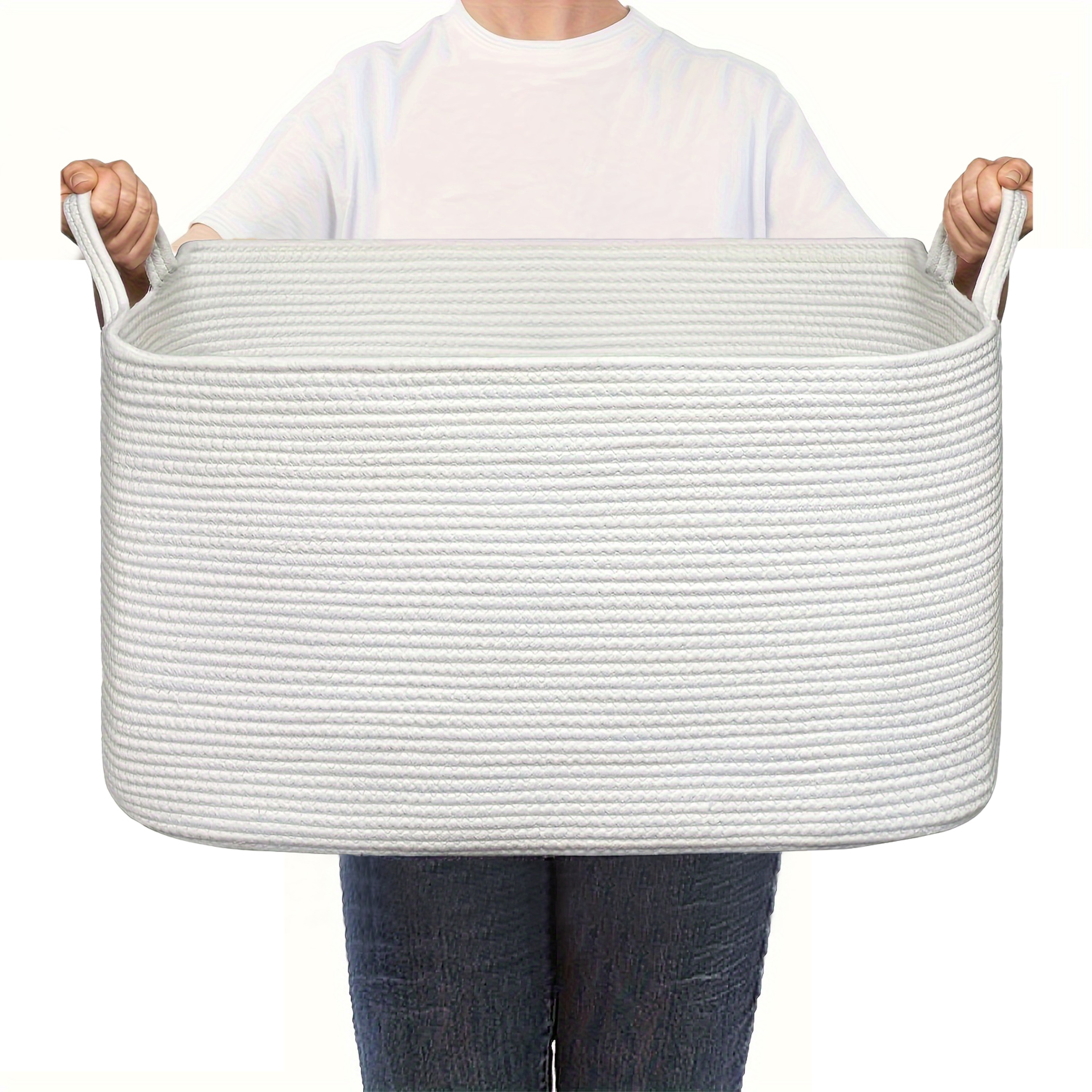 Cotton Rope Storage Basket Woven Cube Shelf Organizer For Home 5