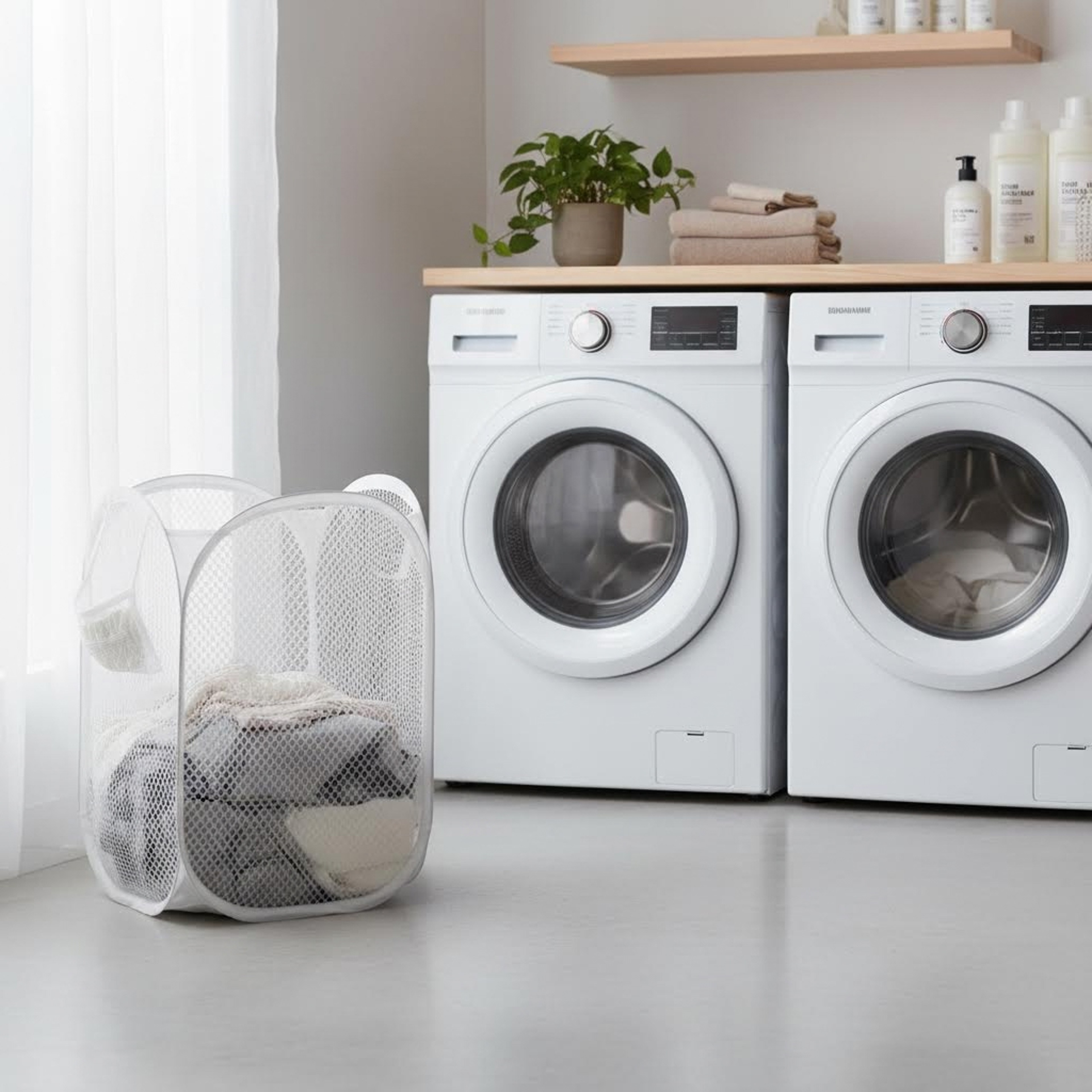 Large Pop Up Laundry Hamper With Handles Foldable Mesh Laundry Basket 9