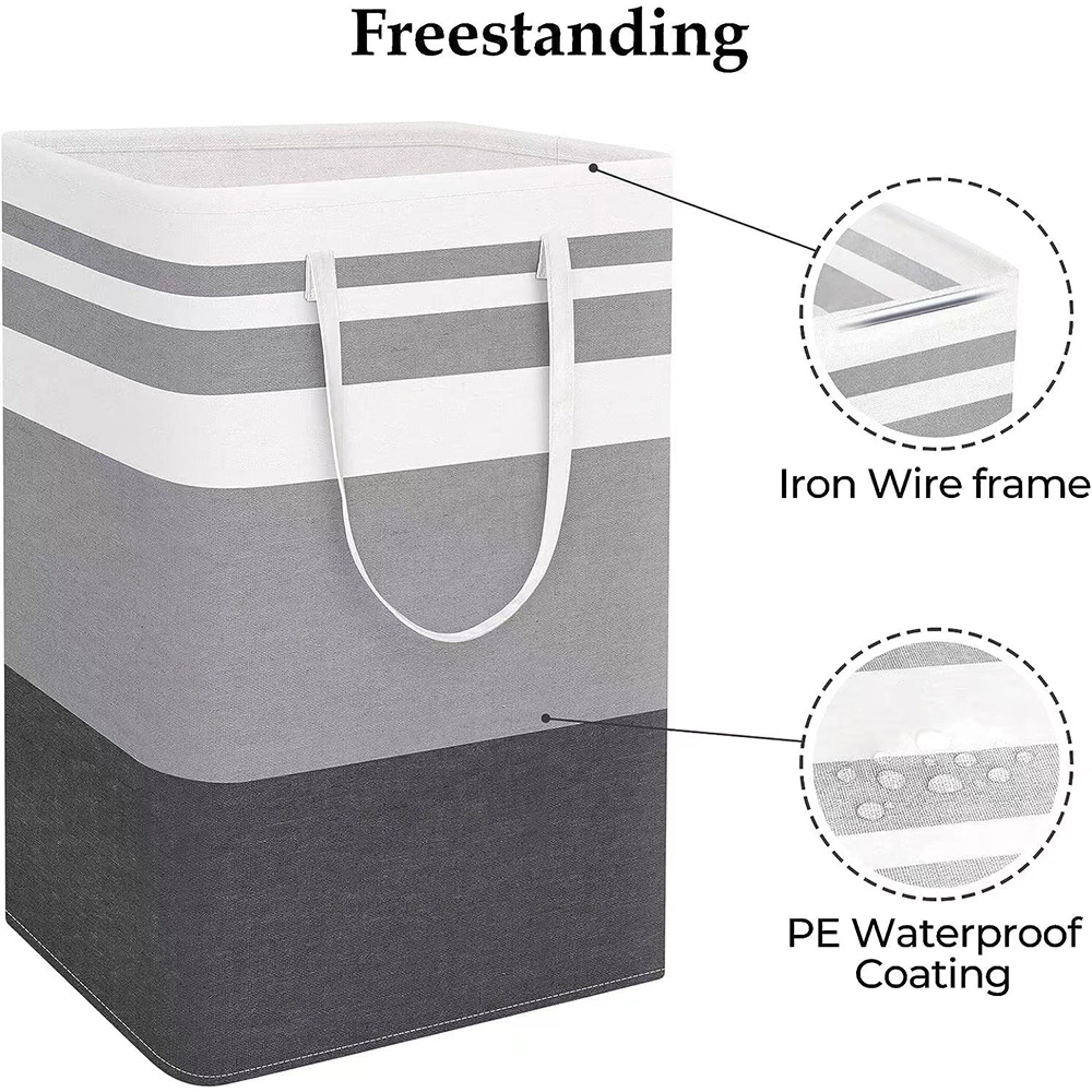 Large Capacity Foldable Laundry Hamper Fabric Clothes Storage Basket – view 5