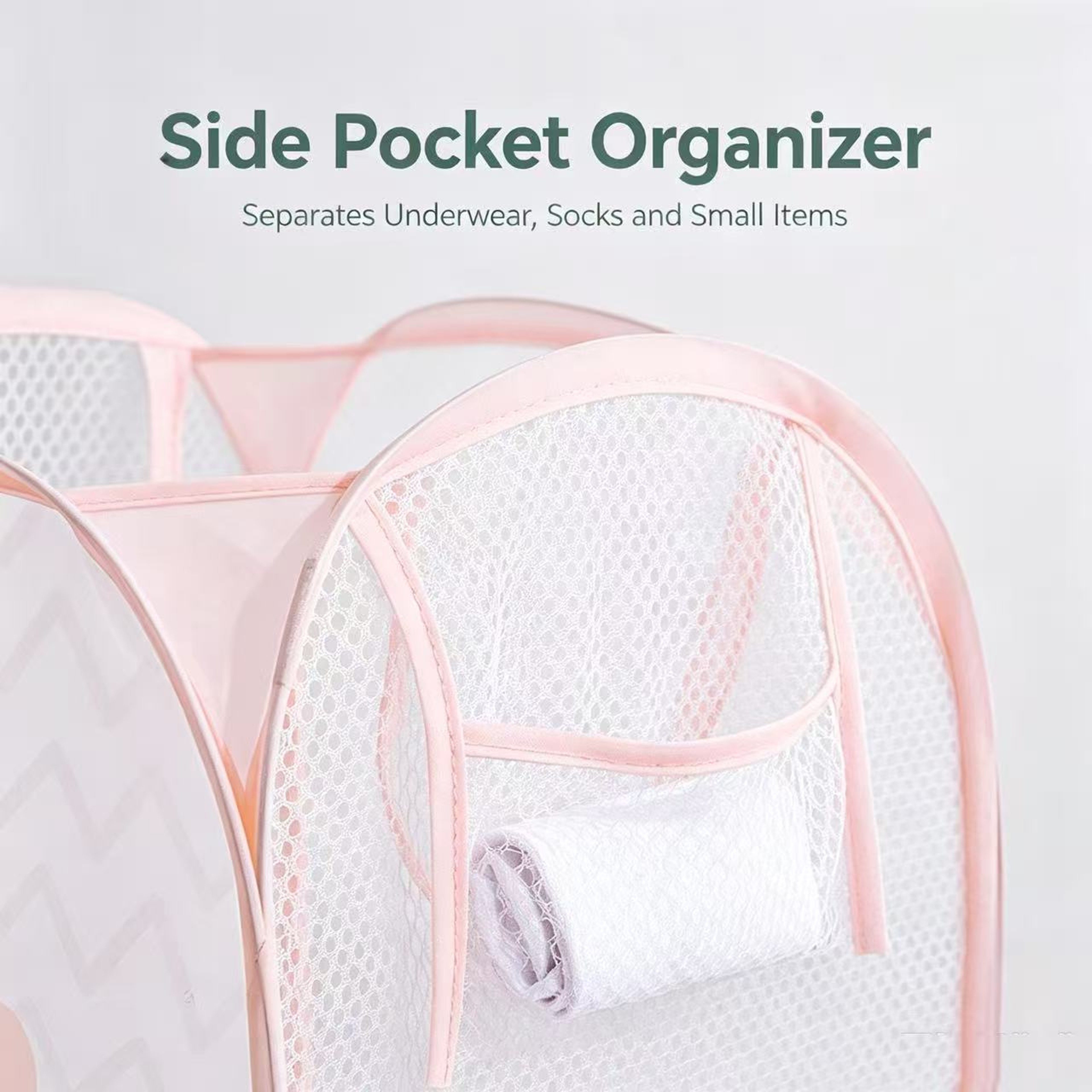 Cute Foldable Mesh Laundry Basket Breathable Collapsible Clothes Hamper 4