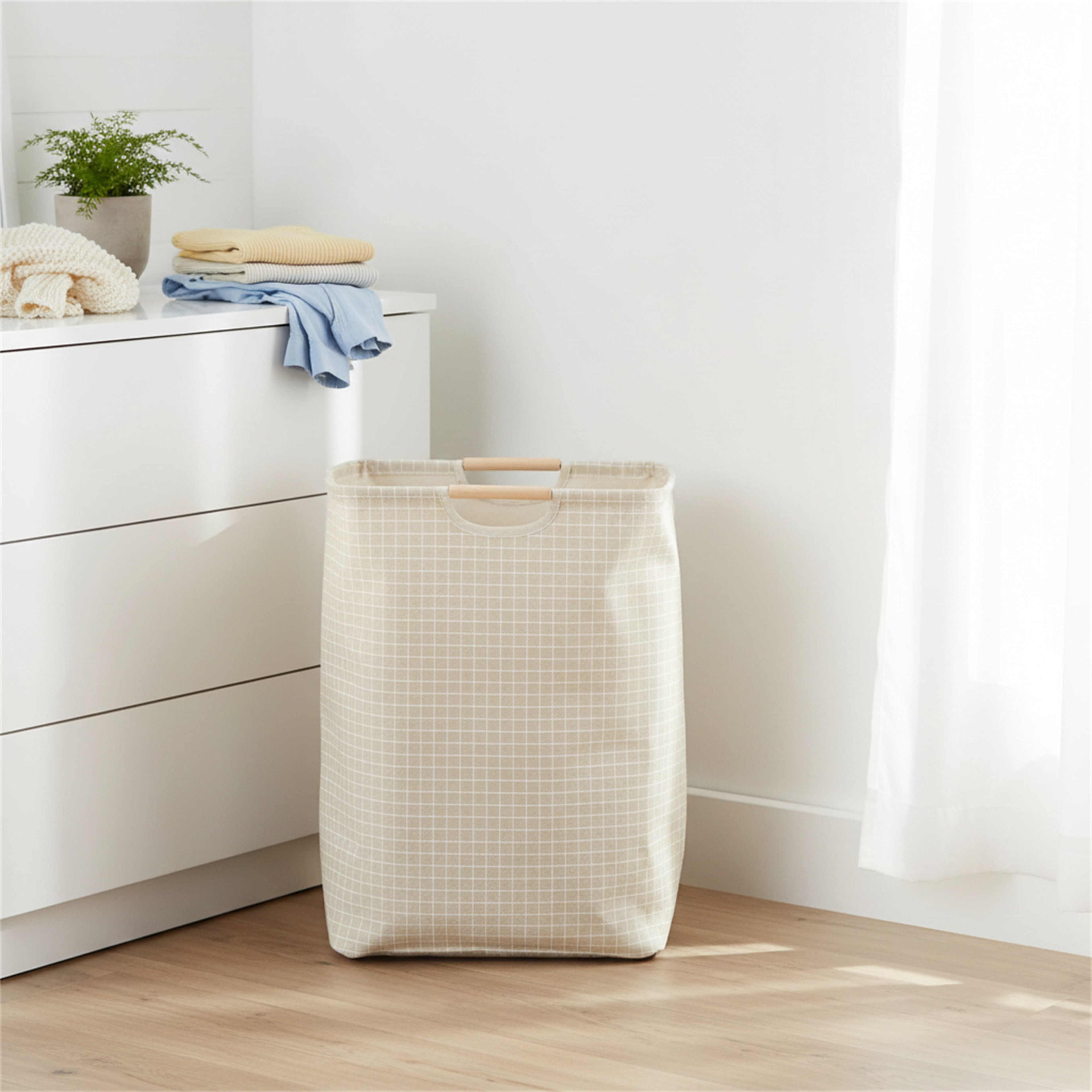 Foldable Cotton Linen Laundry Basket With Handles Multipurpose Storage Hamper 5