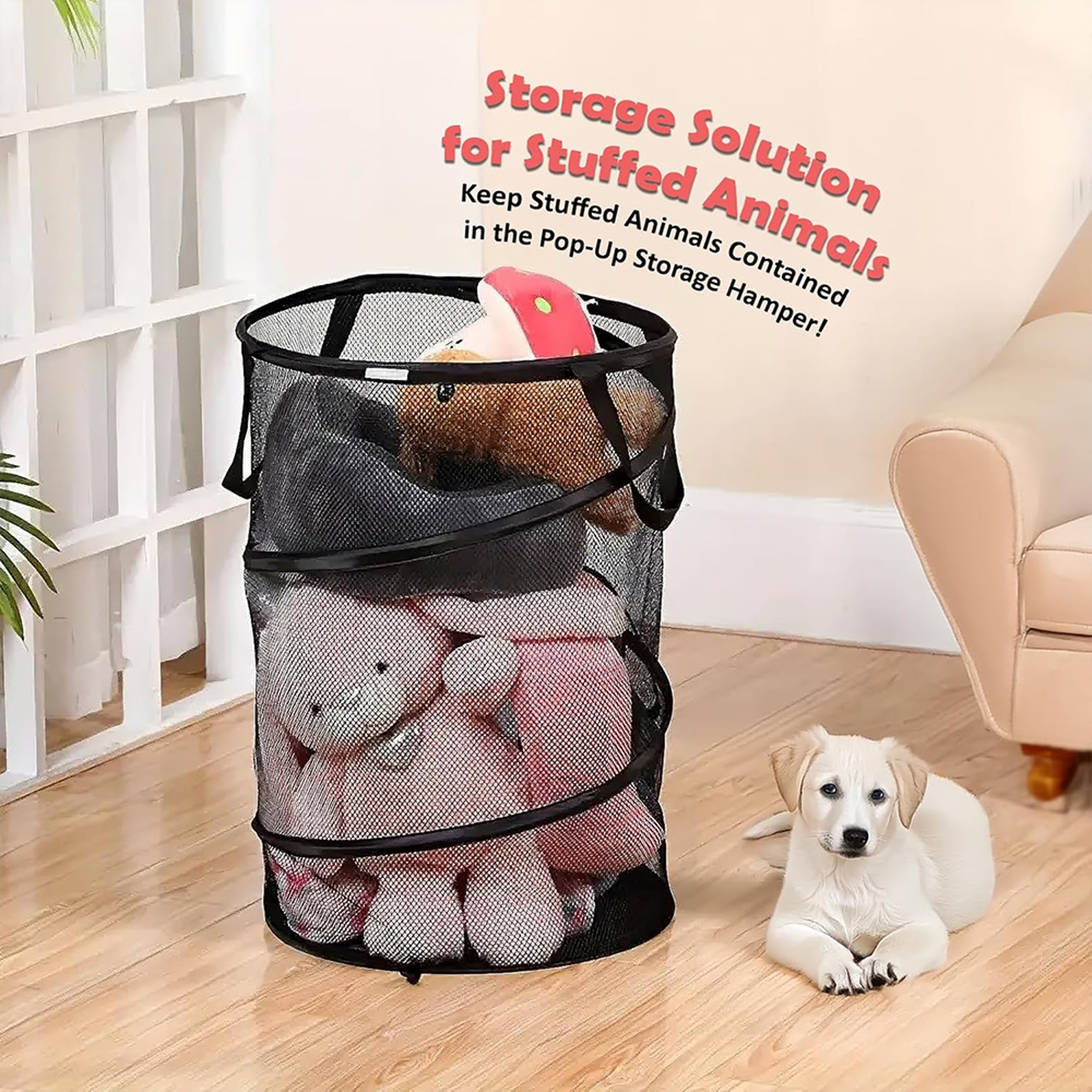 Large Collapsible Mesh Laundry Basket with Handles Foldable Clothes Hamper – view 5